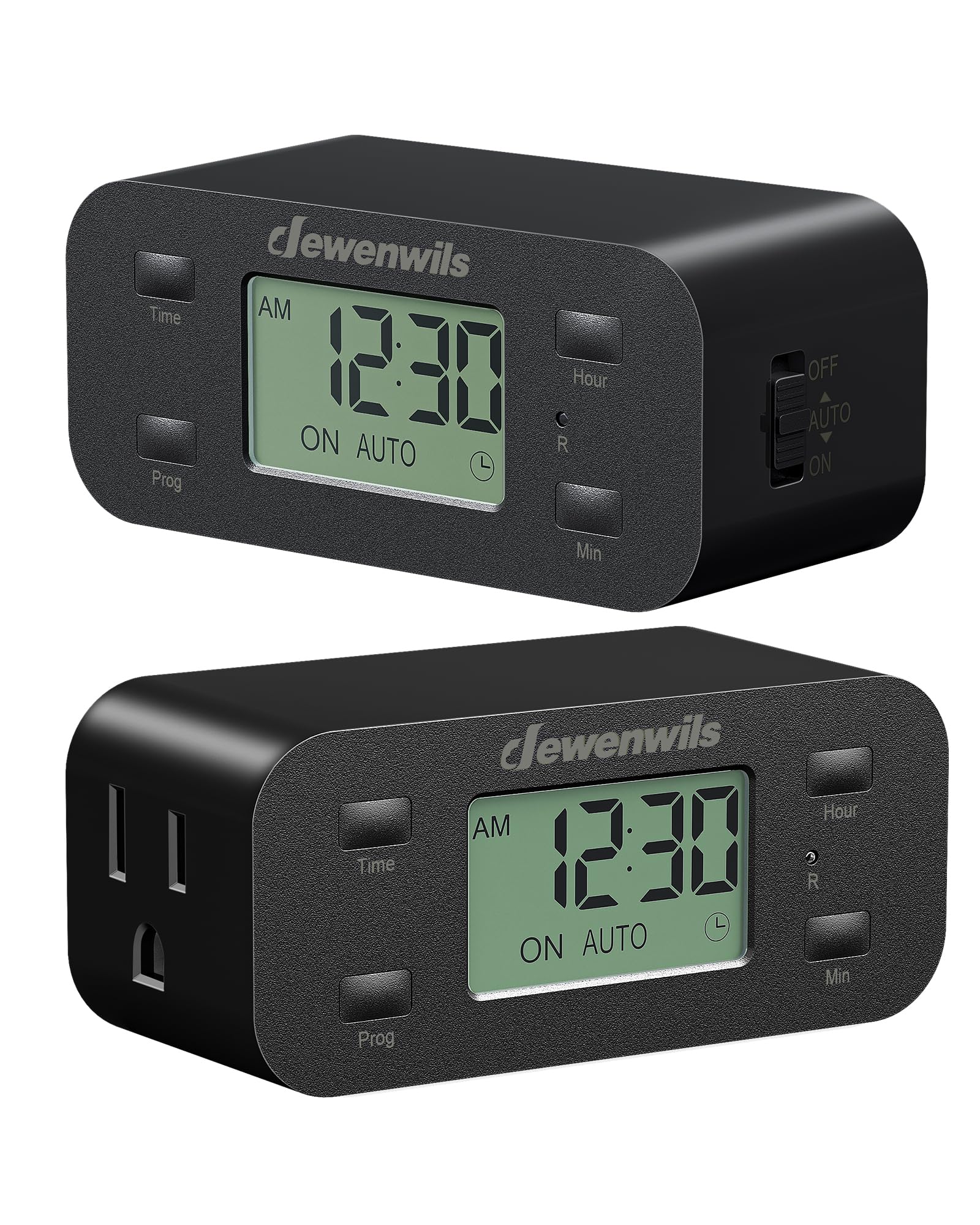 DEWENWILS 24-Hour Programmable Digital Timer Outlet - 2 Pack Heavy Duty 15A/125V/1000W Electrical Timer with Grounded Outlet for Indoor Lamps, Fans, Aquariums & Appliances | Perfect for Home, Office & Energy Savings