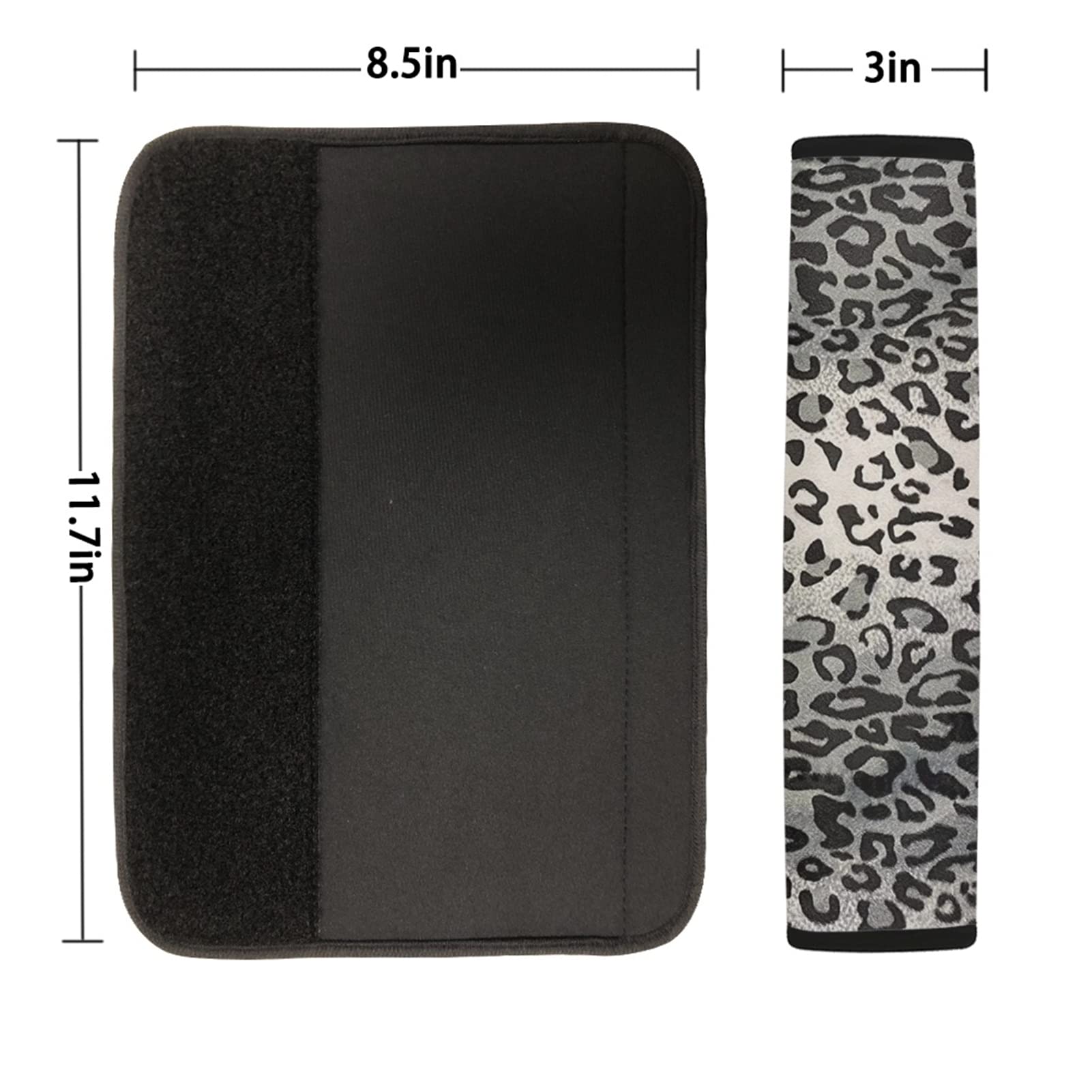 Dreaweet Grey Leopard Print Seat Belt Covers for Adults & Kids - 2 Pack Universal Soft Car Seatbelt Pads - Safe & Stylish Accessory for Comfortable Driving, Long Trips, and Road Safety