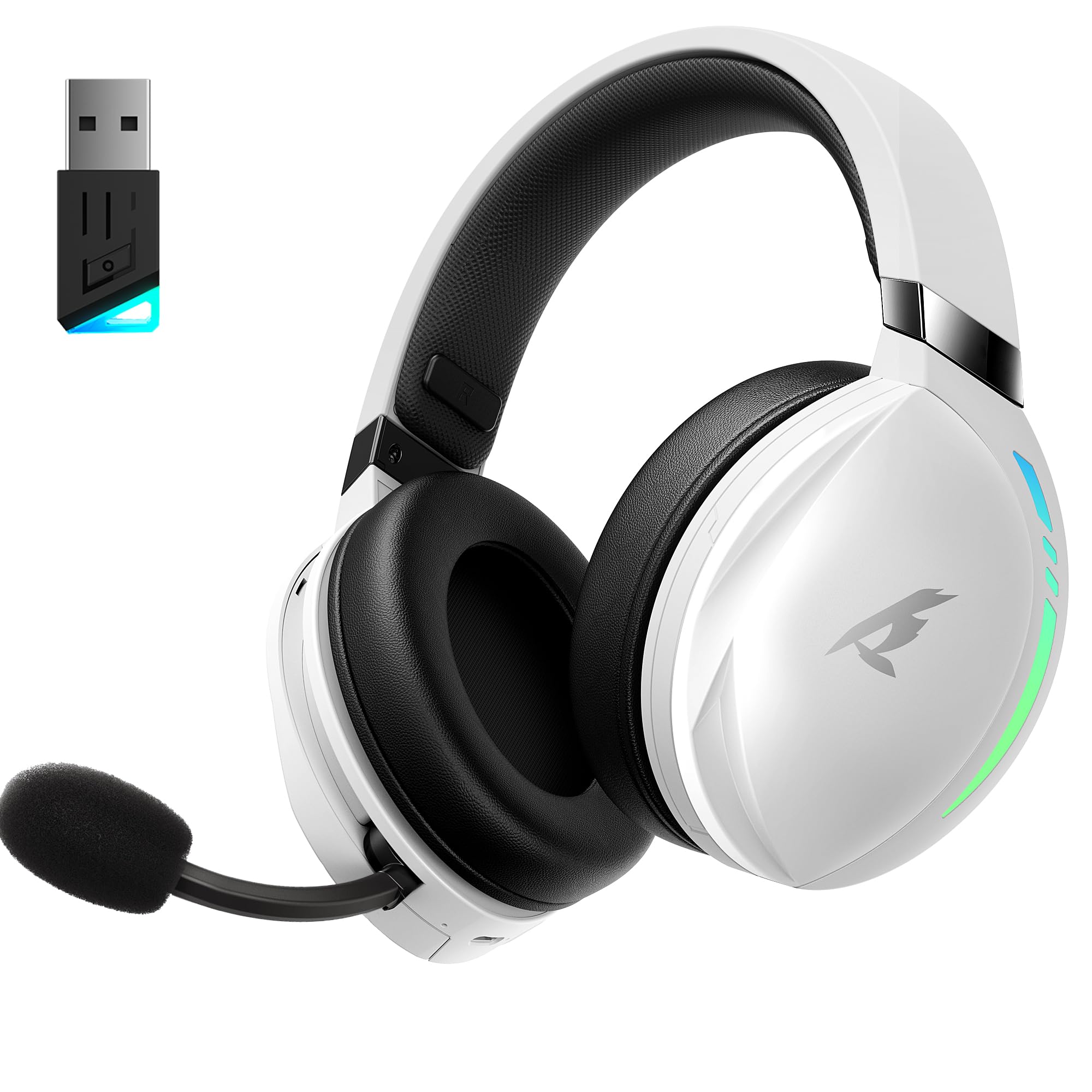 UG-06 Wireless Gaming Headset with 3D Surround Sound & Bluetooth 5.4 | ENC Noise Canceling Mic | 50MM Drivers | 65H Battery | Compatible with PS5, PS4, PC, Mac | White | Perfect for Competitive Gaming & Immersive Entertainment