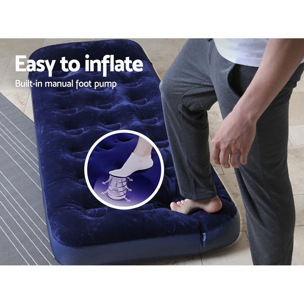 Bestway Single Size Inflatable Air Mattress - Navy Blue Portable Guest Bed for Camping, Travel & Home Use