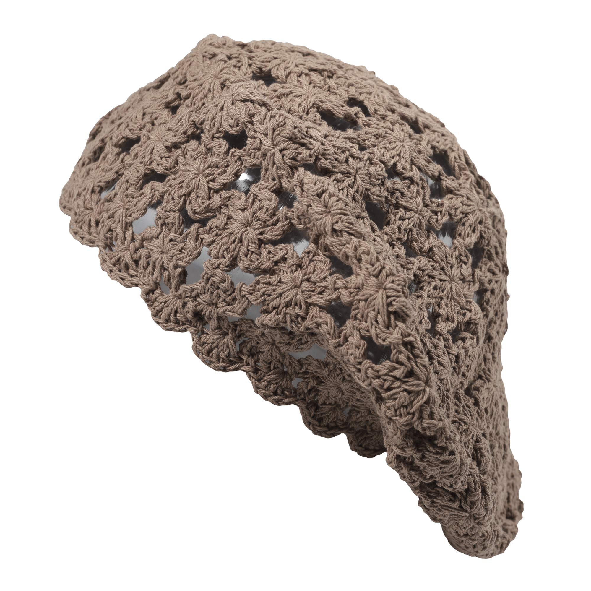 ZLYC Women's Cotton Slouchy Crochet Beret - Handmade Floral Cutout Beanie Hat for Women | Winter Fashion Accessories, Casual Outfits & Photoshoots