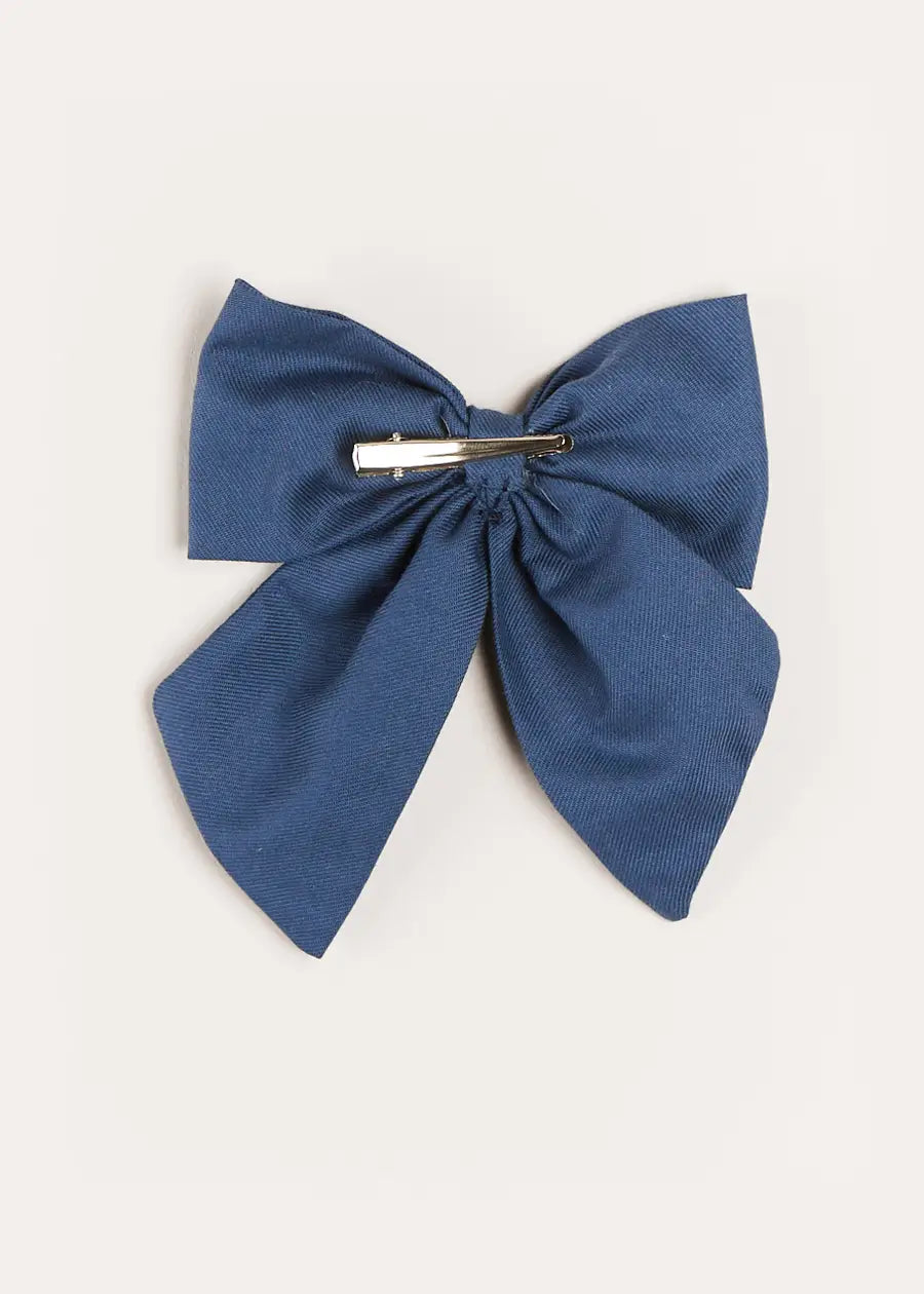 Royal Blue Plain Long Bow Clip - Elegant Hair Accessory for Parties, Weddings & Special Occasions