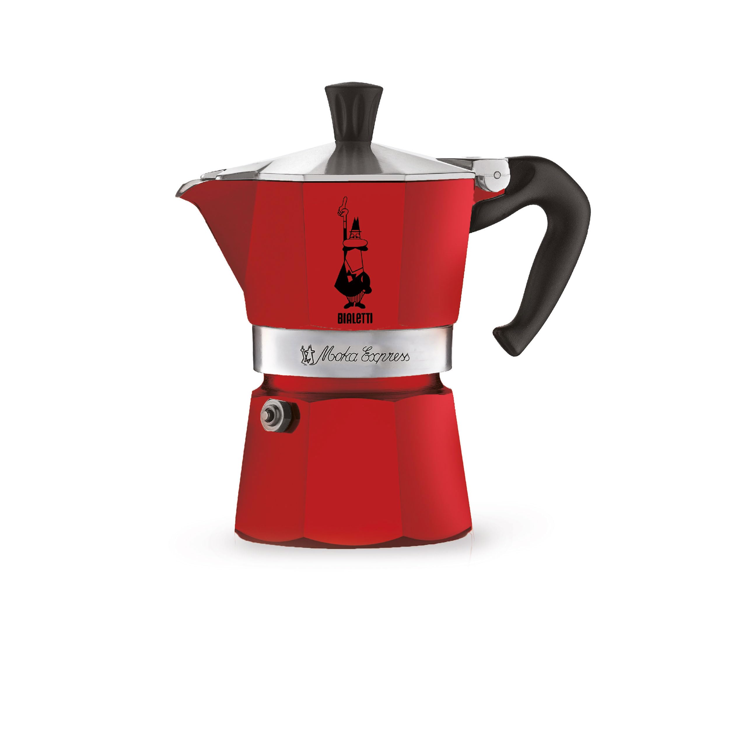Bialetti 4941 Moka Express Stovetop Espresso Maker - 1 Cup Italian Coffee Pot, Red - Perfect for Home, Office & Camping Coffee Brewing