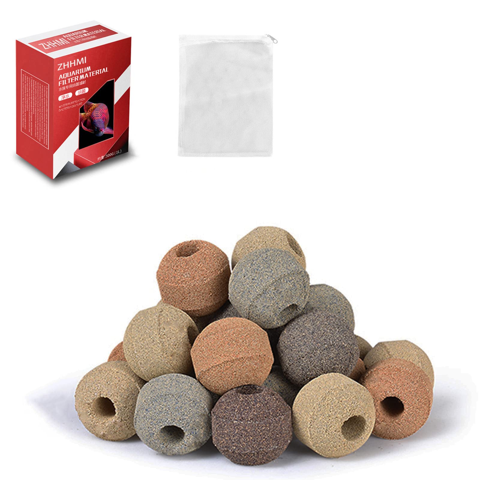 Bio Balls Filter Media for Aquarium & Pond - 1.1 lbs with Mesh Bag | Improve Water Quality for Fish Tanks