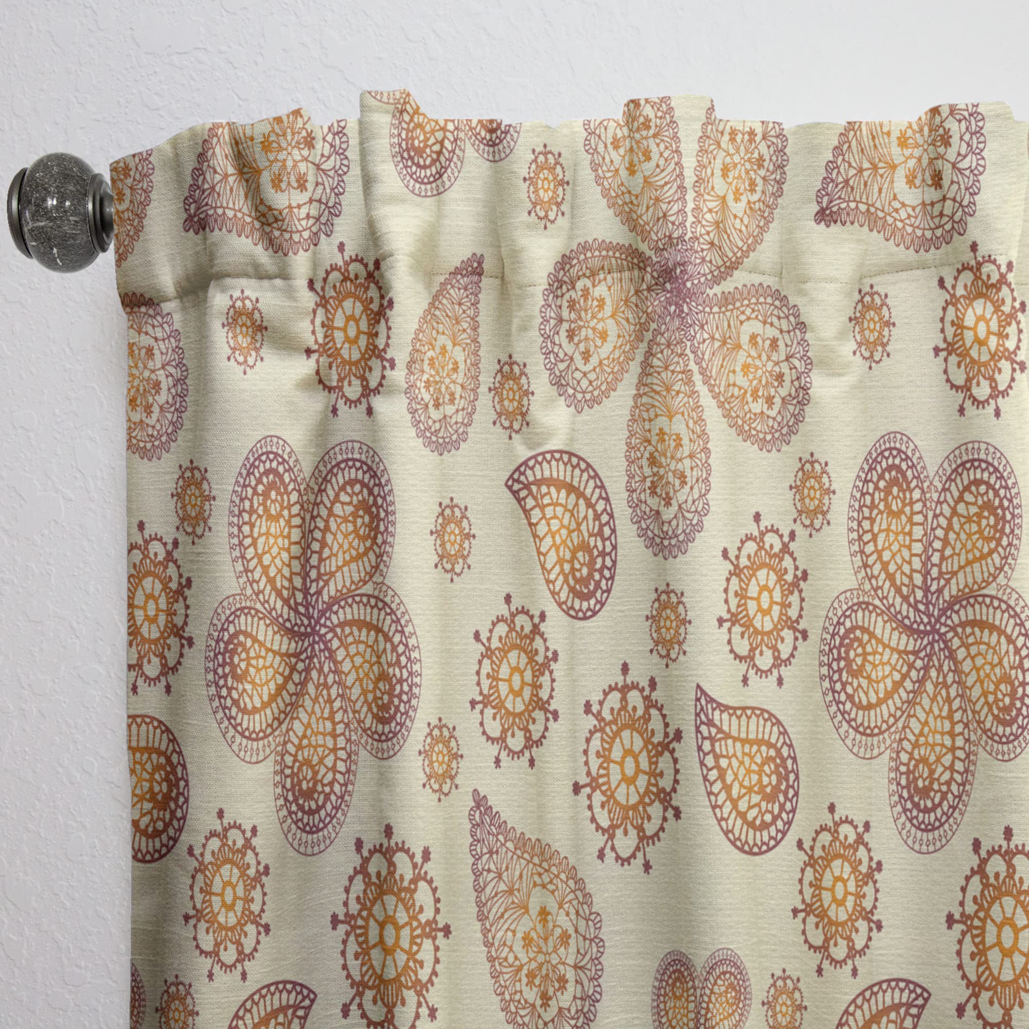 DesignQ Thermal Insulated Floral Curtains - Elegant Ornamental Flower Pattern for Bedroom & Living Room - Single Panel 52x120 Inches - Perfect for Home Decor, Privacy & Light Control