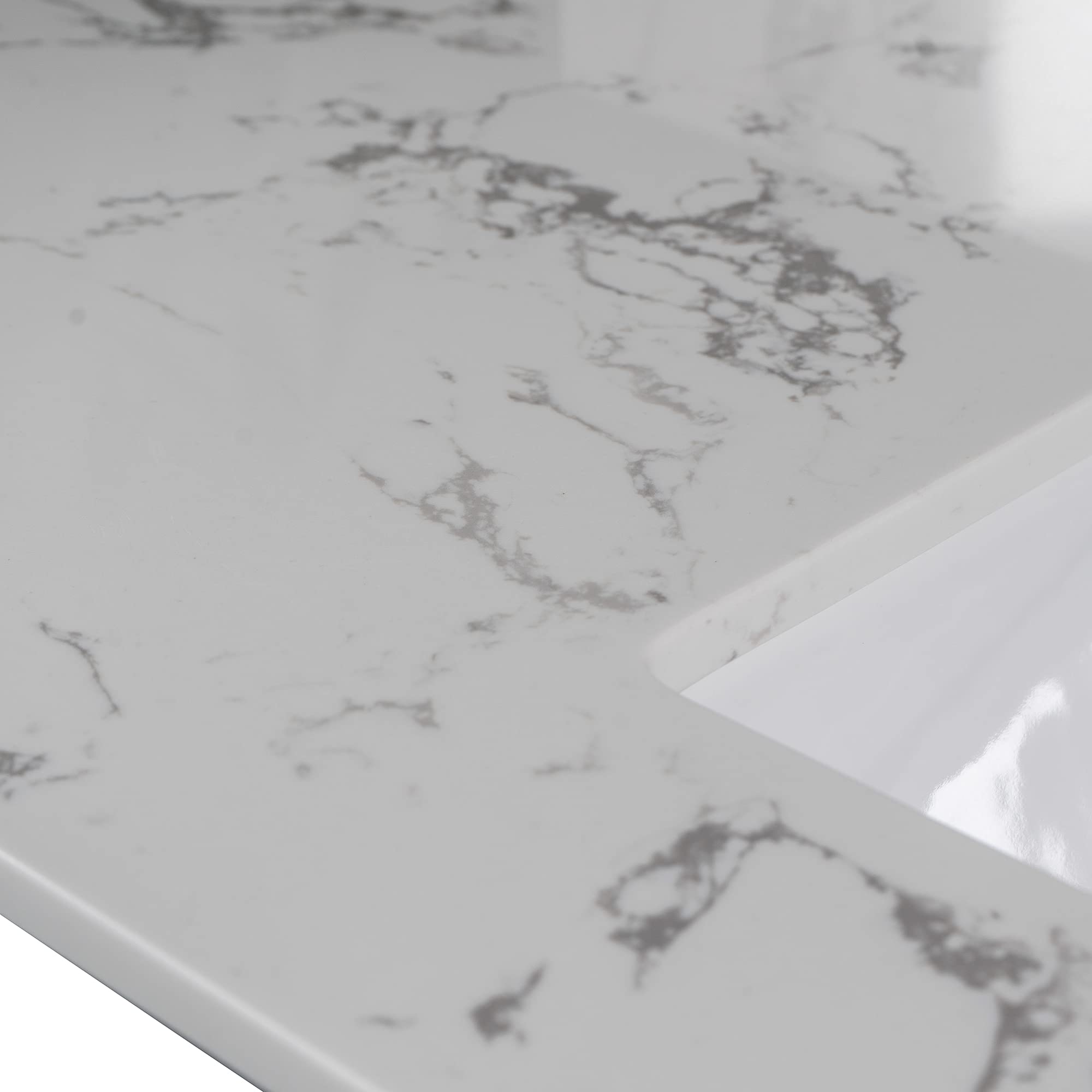 Premium White Marble Vanity Top with Ceramic Sink - 1/3 Hole Bathroom Sink Countertop with Backsplash, No Cabinet Included (43