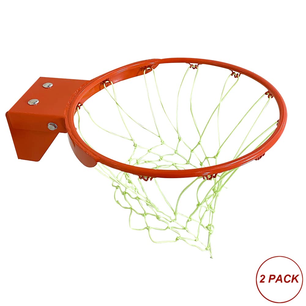 THUNDERBAY 18-Inch Heavy Duty Wall Mount Basketball Hoop - Double Spring Flex Reinforced Rim with 2 Nylon Nets & LED Night Light Net - Perfect for Driveway, Backyard, and Indoor Basketball Practice