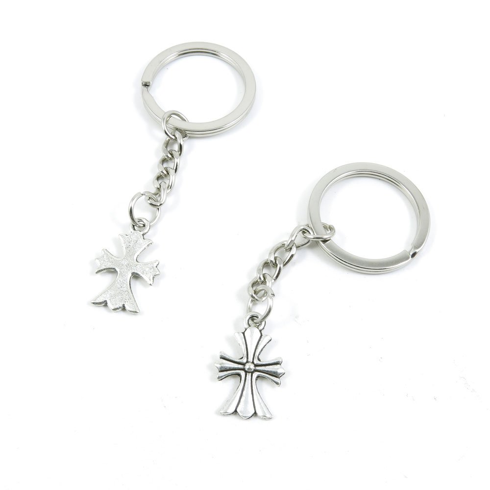 Antique Silver Tone Cross Keychain - Bulk Wholesale Key Ring Tags for Car Keys, House Keys & Keyrings (Pack of 12) - Perfect for Gifts, Organization & Everyday Use