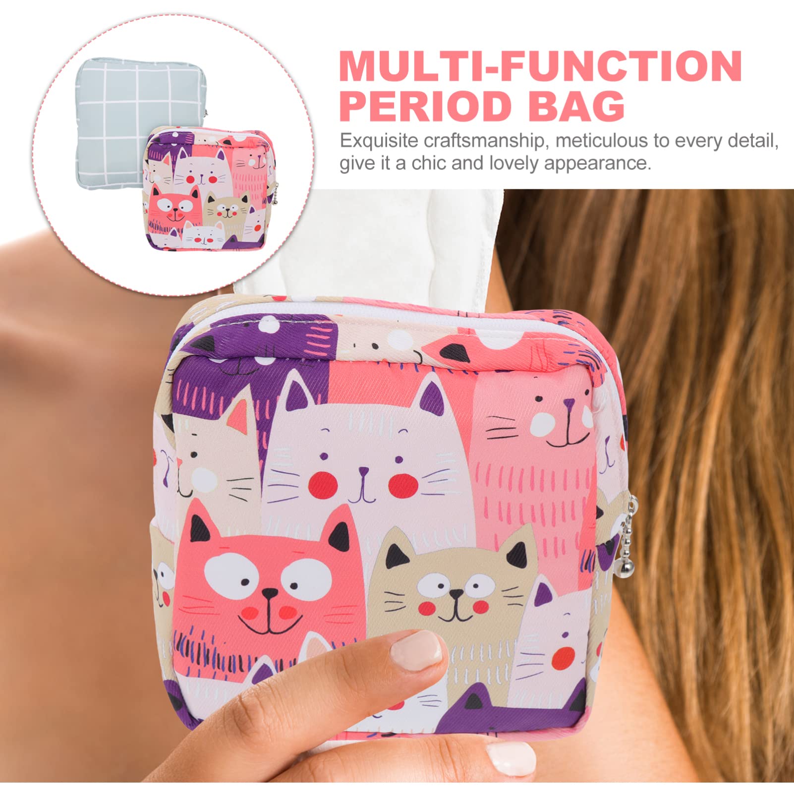 Lurrose 4-Pack Cotton Storage Bags for Pads & Tampons - Reusable Organizer for Sanitary Napkins, Nursing Pads & Wallet - Breathable Multifunctional Pouch for Women & Girls (Perfect for Travel, Gym & Daily Use)