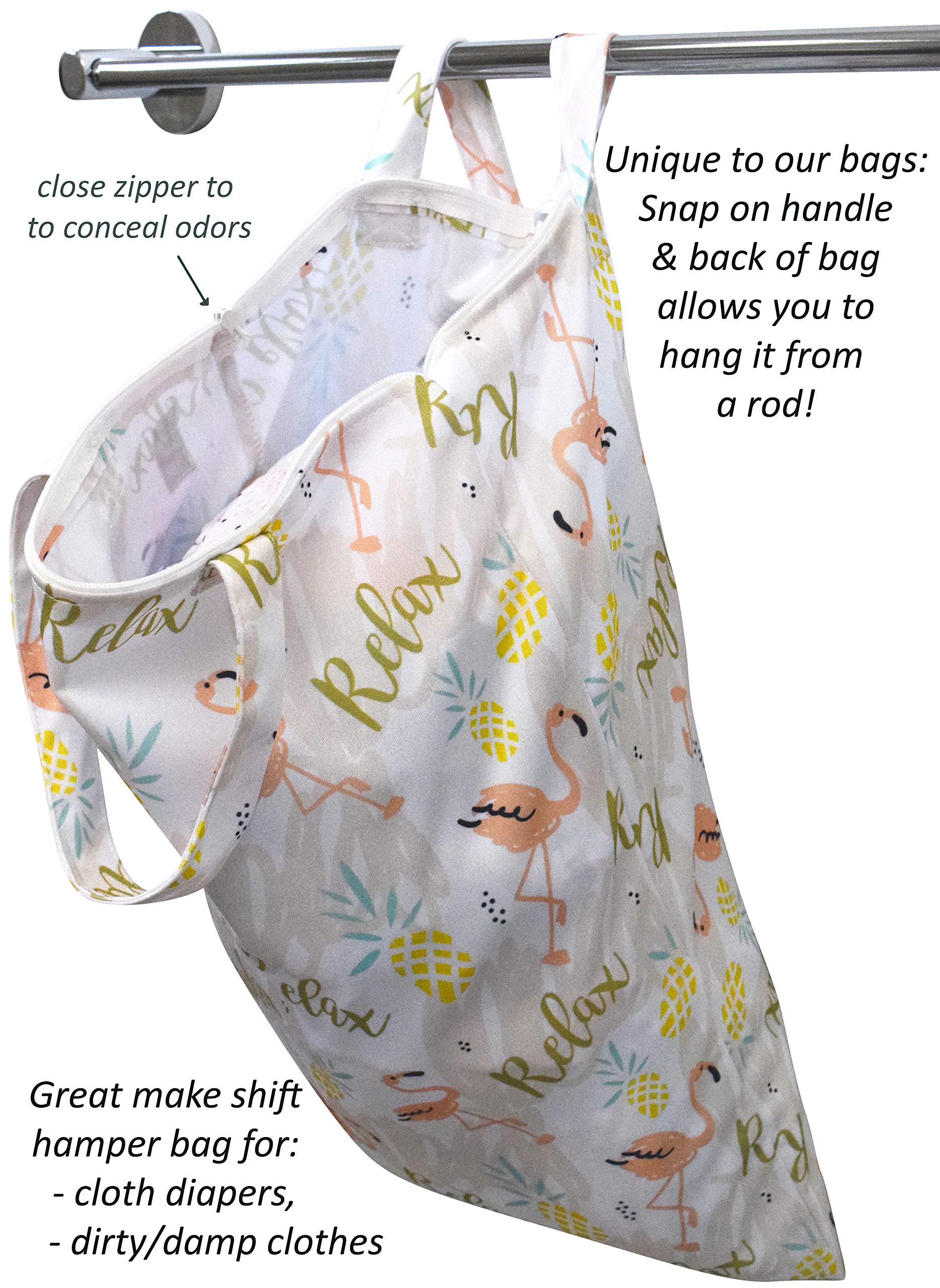 Waterproof Wet Bag for Cloth Diapers & Swimsuits - Odor Resistant Reusable Wet Dry Bag - Perfect for Diaper Bags, Travel, Gym & Beach (White & Green) - Ideal for Baby Care, Pool Days & On-the-Go Organization