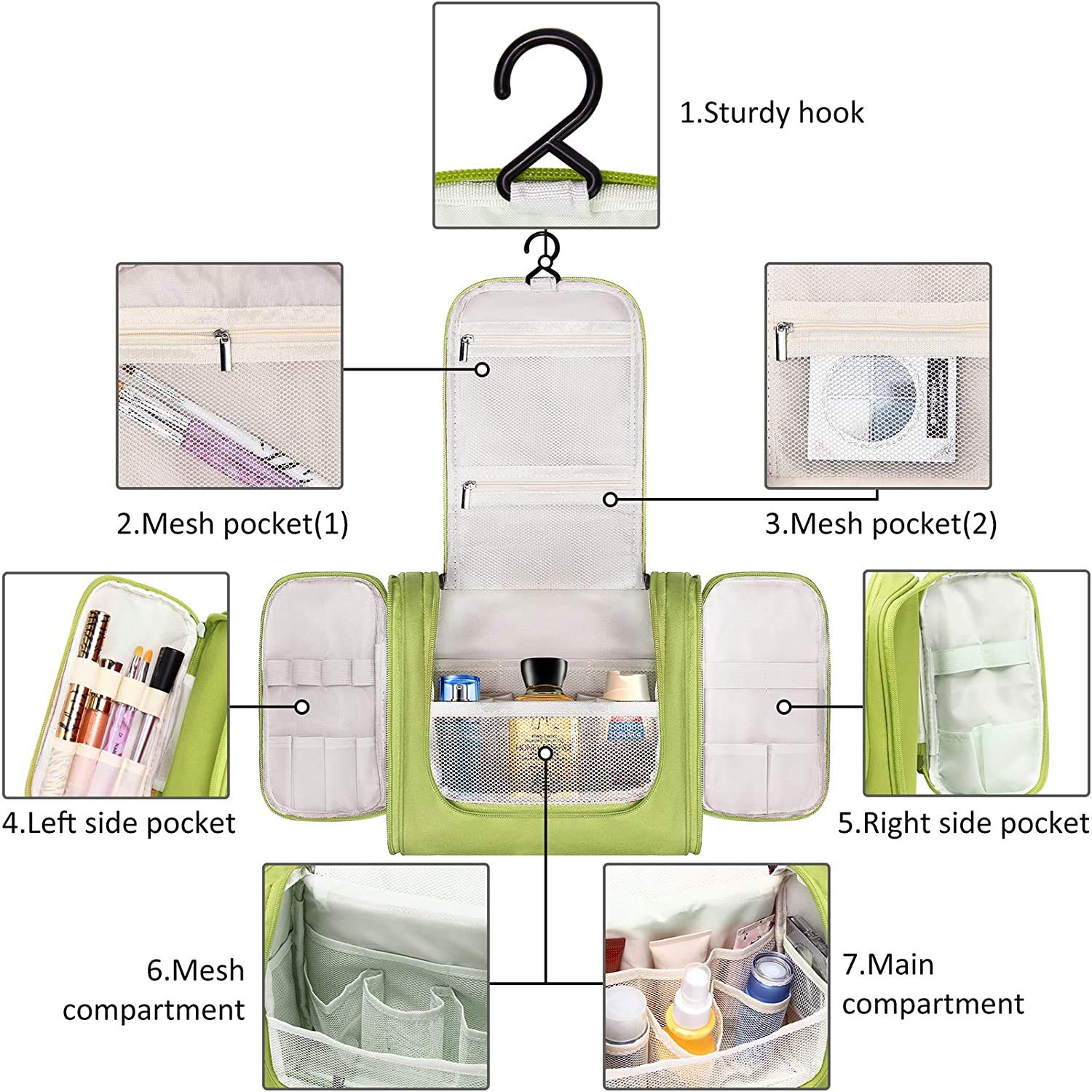 Premium Travel Toiletry Bag for Women - Waterproof Makeup Organizer Pouch with Multiple Compartments | Perfect Cosmetic Bag for Airplane, Gym, Camping & Business Trips | Compact & Stylish Travel Essentials
