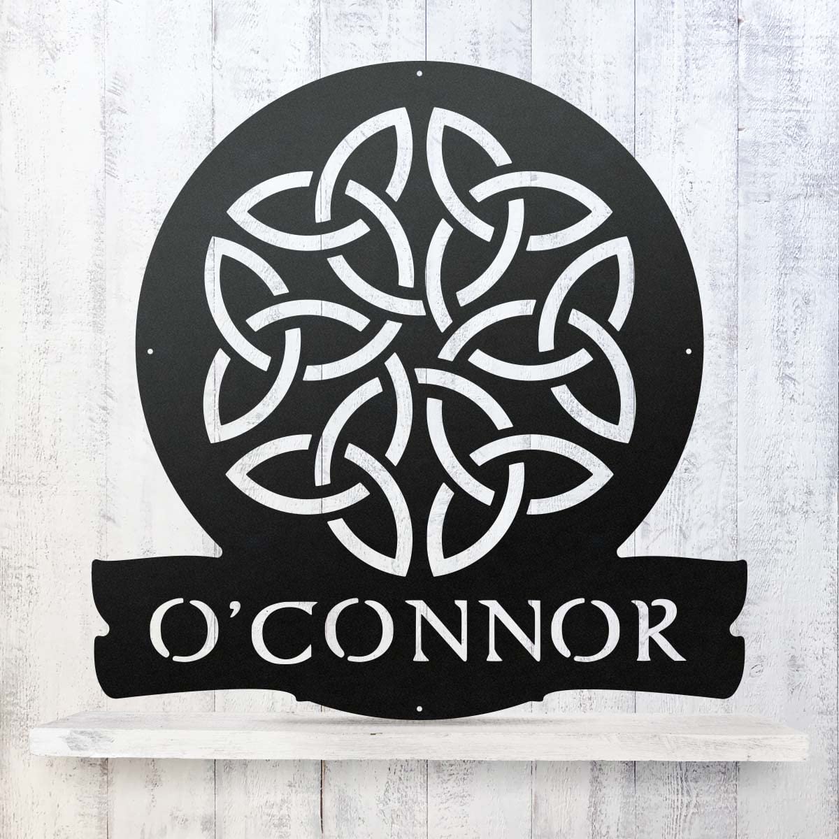 RealSteel Celtic Dara Knot Monogram Wall Art - Traditional Irish Scottish Welsh Home Decor - Customizable St. Patrick's Day Gaelic Cultural Decor (30 Inch, Black) - Perfect for Living Room, Bedroom, Office & Celtic-Themed Events