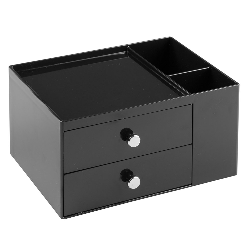 iDesign Black 2-Drawer Desk Organizer for Staplers, Scissors, Pens & Office Supplies | Perfect for Home Office, School & Workspace Organization