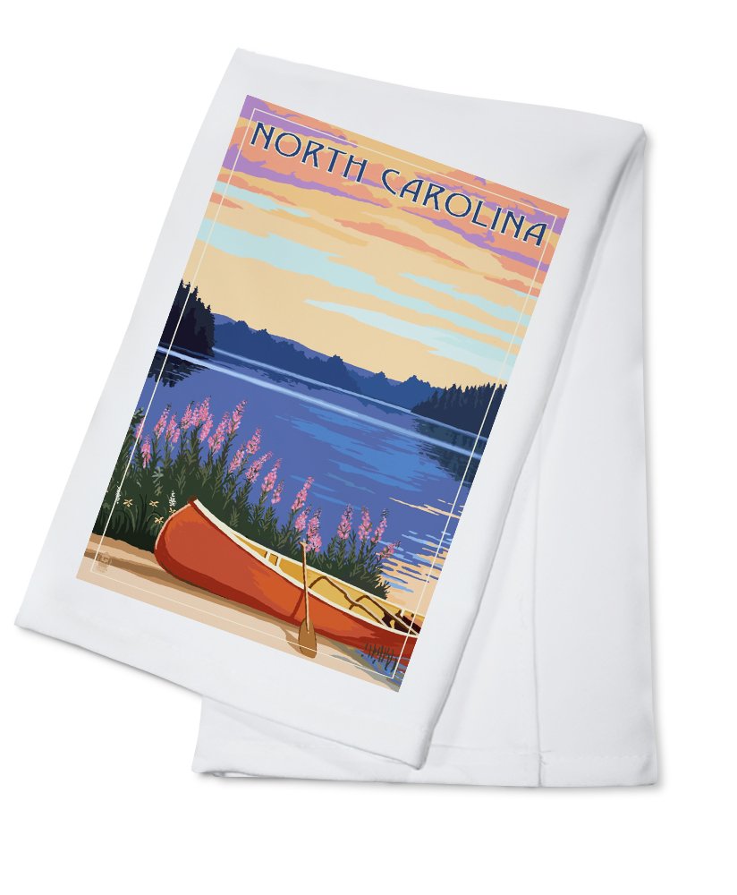 North Carolina Canoe and Lake 100% Cotton Tea Towel - Decorative Hand Towel for Kitchen, Bathroom & Home Decor - Perfect for Dish Drying, Gift Giving and Rustic Farmhouse Style