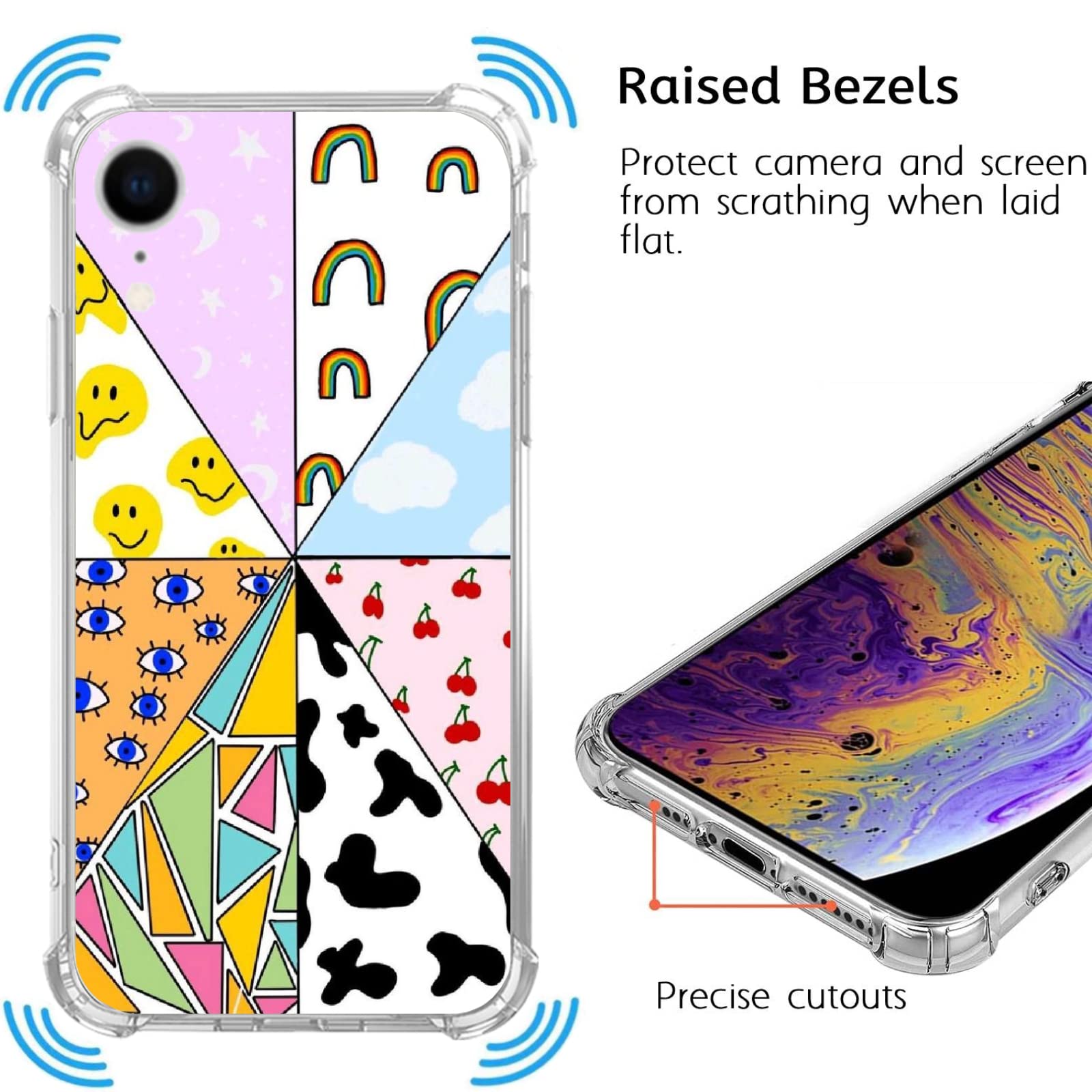 Trendy Hippie Indie Collage iPhone XR Case - Colorful Aesthetic TPU Bumper Cover for Women, Men & Teens - Perfect for Music Festivals, Travel & Everyday Style