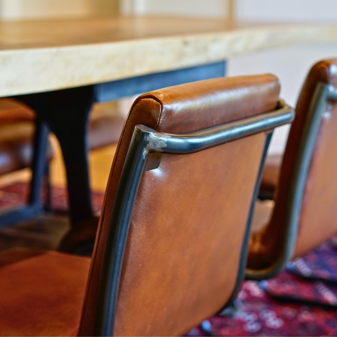 Posh Pollen William Dining Chair - Brown Wooden Upholstered Seat - Perfect for Dining Room, Kitchen, and Home Office