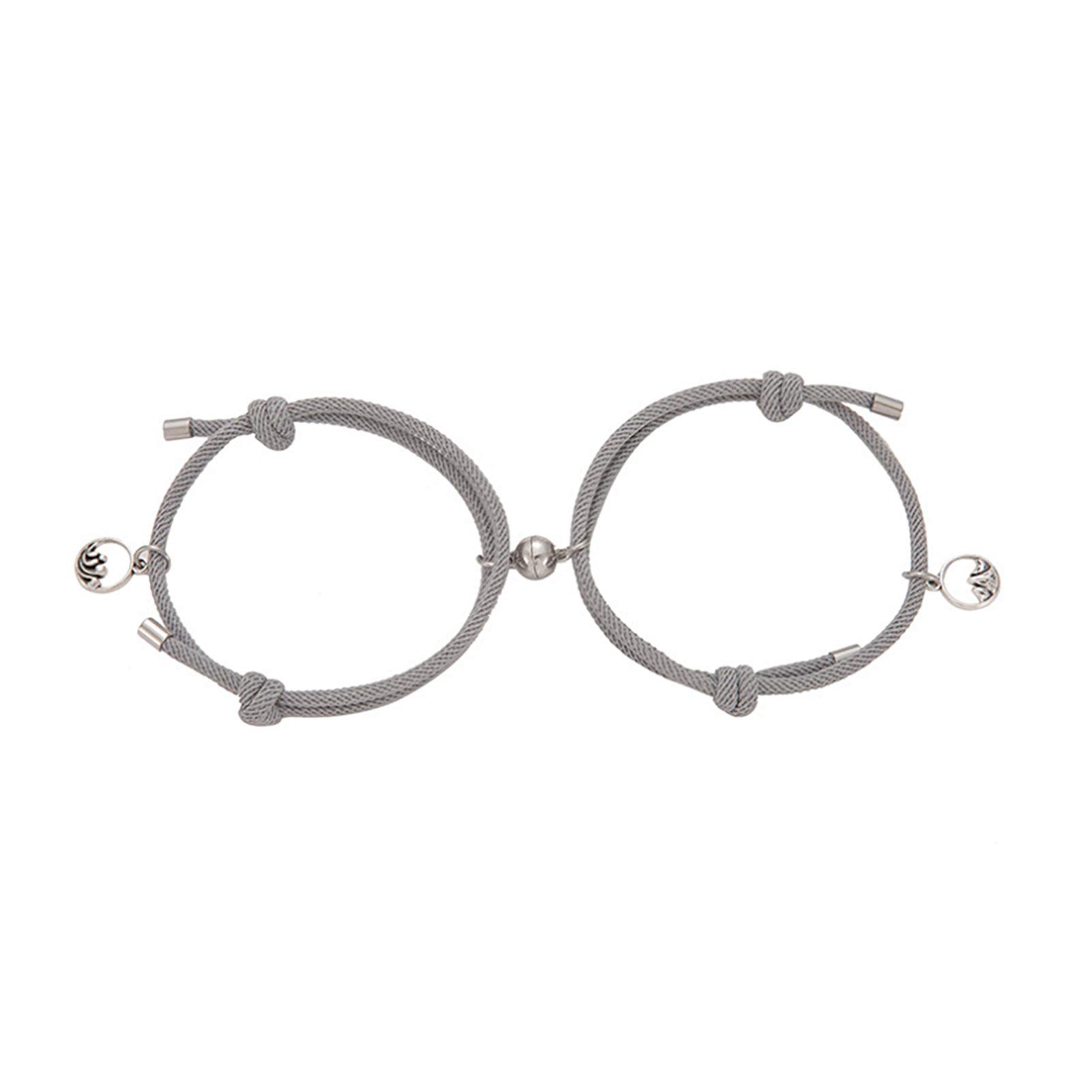 Narutosak Initial Bracelets for Women & Girls - 2PCS Adjustable Braided Rope Bracelets, Couple Matching Jewelry for Dating, Friendship & Romantic Gifts - Perfect for Anniversaries, Valentine's Day & Everyday Wear