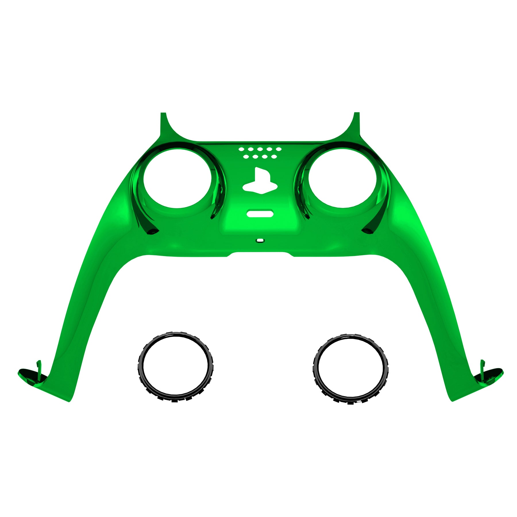 eXtremeRate Chrome Green PS5 Controller Shell Cover - DIY Replacement Faceplate with Accent Rings | Custom Decorative Trim for PS5 DualSense Controller (Model GPFD4006) | Perfect for Gaming, Modding & Personalization