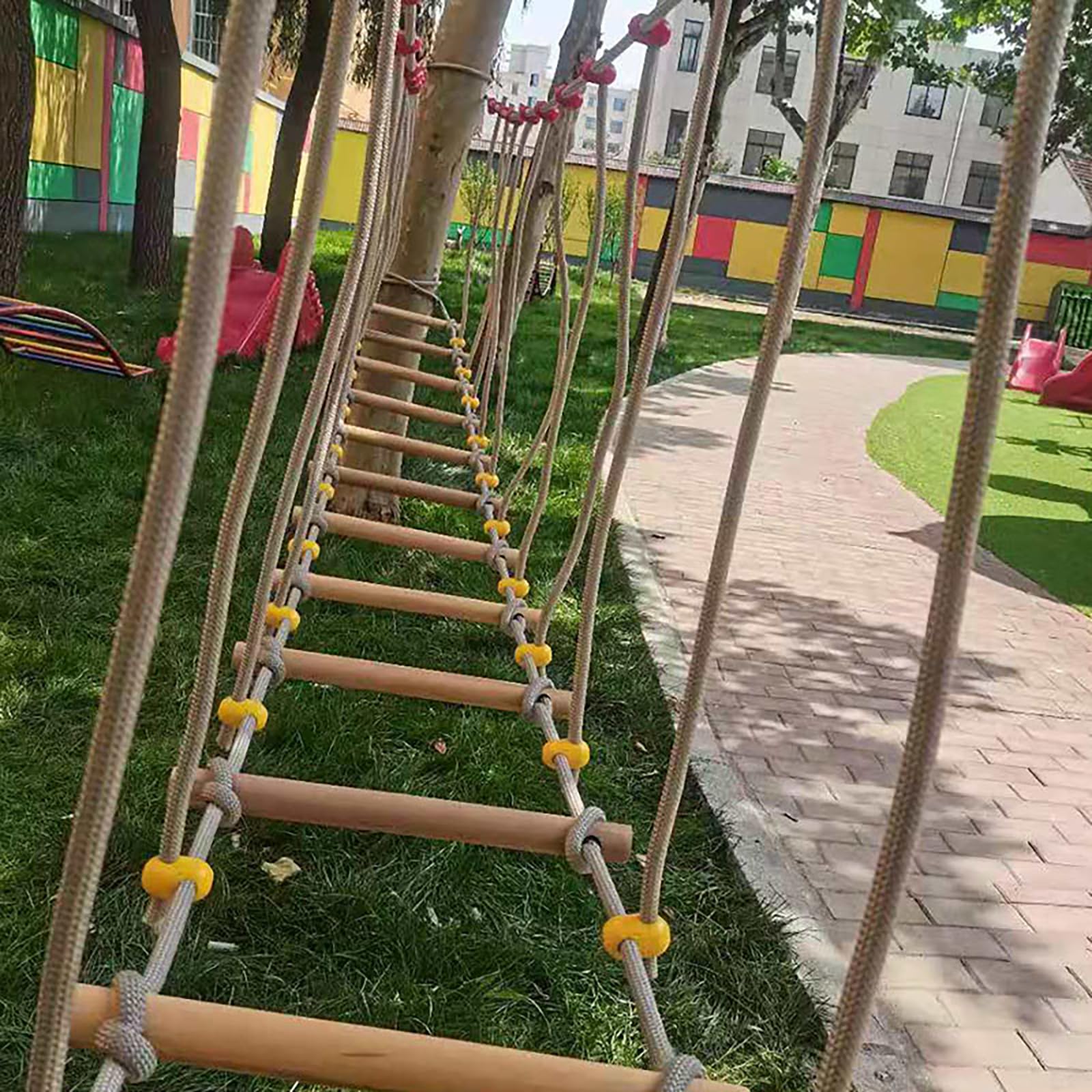 HAZEK Solid Wood Balance Bridge for Kids - 4m Outdoor Kindergarten Play Equipment, Children's Fitness Training Toy for Balance & Coordination - Perfect for Playgrounds, Backyards & Preschool Activities