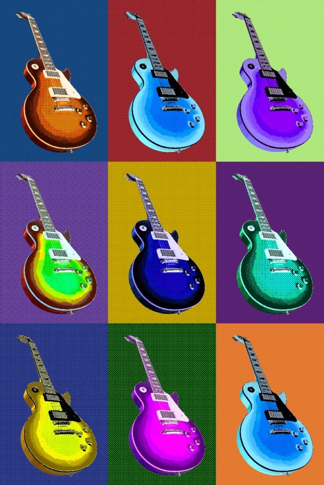 Electric Guitar Pop Art Giclee Print - 16x24 Inches Wall Decor, Music Room Poster, Vintage Travel Style for Home & Office Decoration | Perfect for Bedroom, Living Room, Studio & Gift