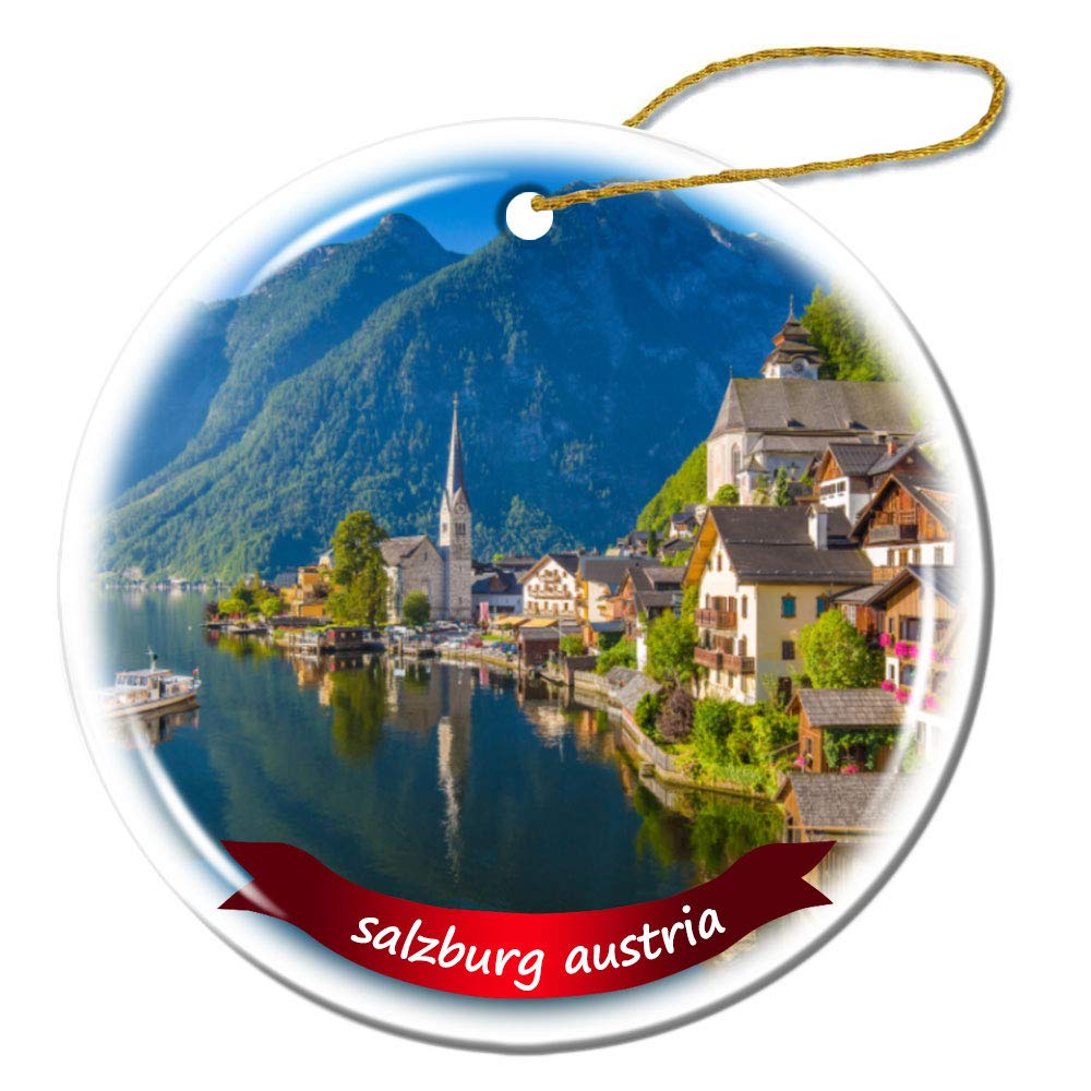 Salzburg Austria Christmas Ornament - 3 Inch Porcelain Double-Sided Ceramic Holiday Decoration for Tree, Gift & Home Decor | Traditional European Xmas Collectible