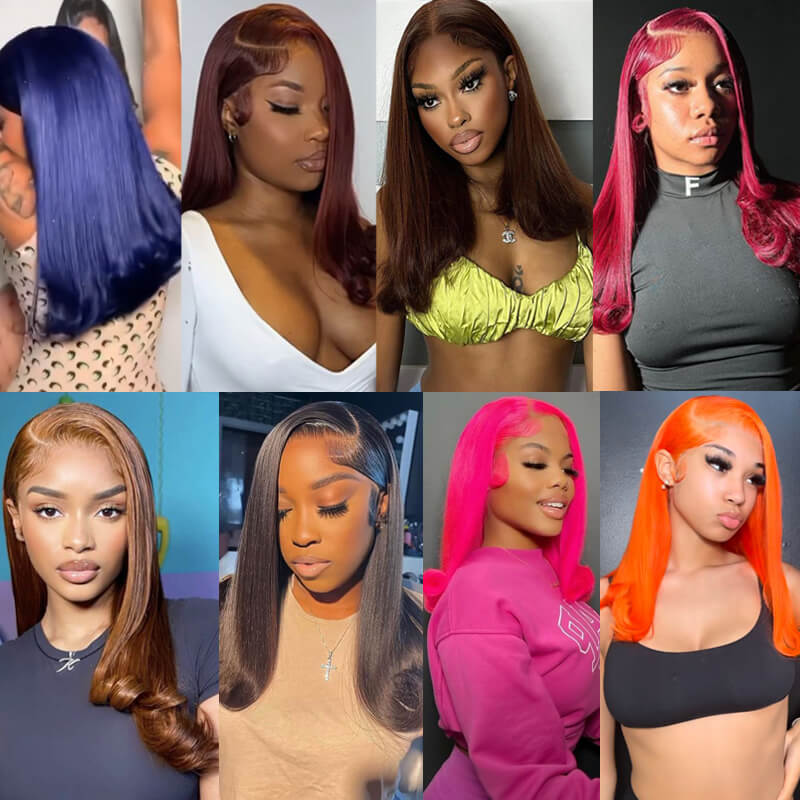 Eullair Pre-Styled Retro Flipped Ends Wig - 13x4 Lace Frontal Human Hair Wigs Medium Length - Perfect for Cosplay, Parties & Daily Fashion Looks