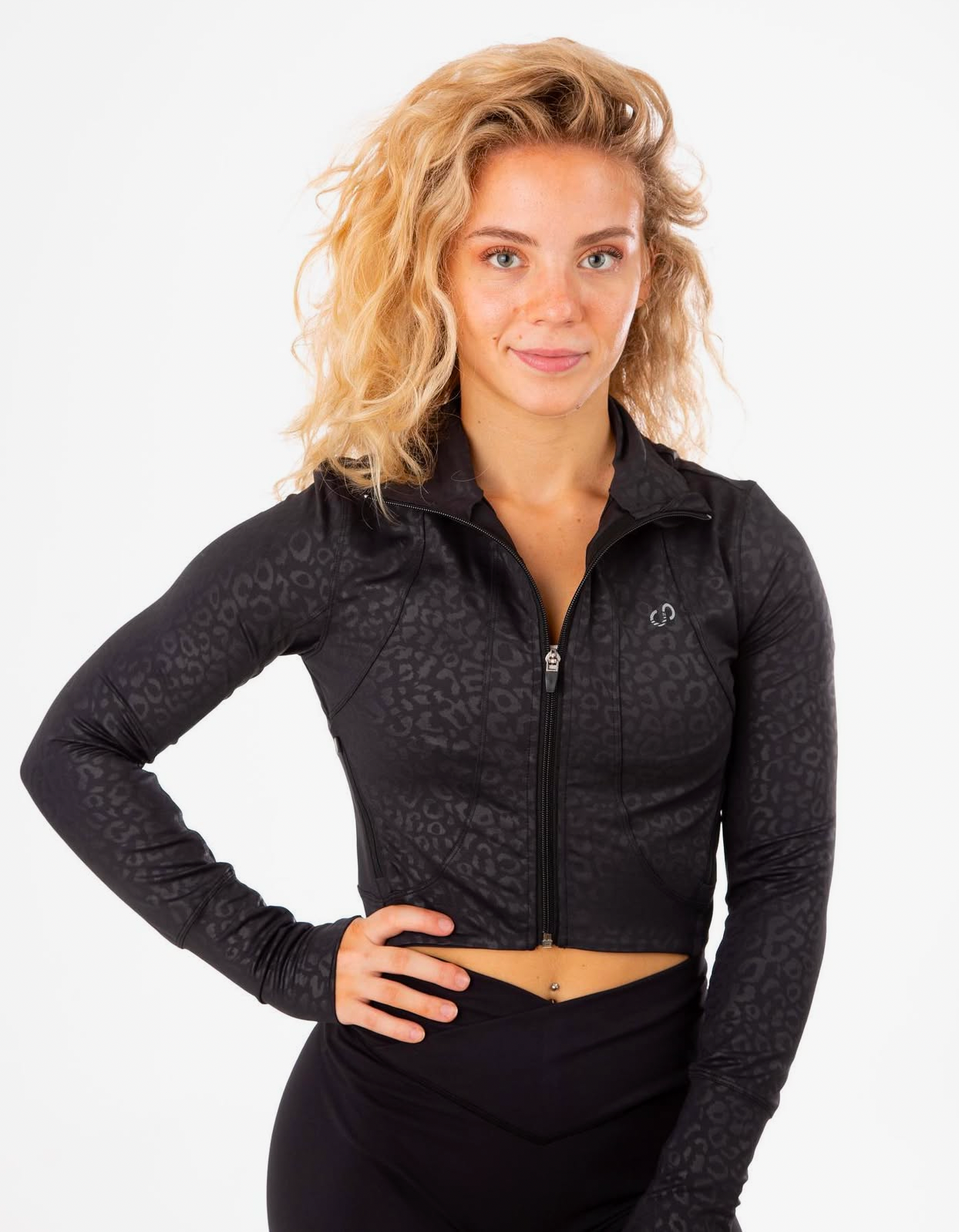 Lightweight Crop Jacket for Women - Black Leopard Print Fashion Outerwear | Perfect for Spring, Fall & Casual Streetwear