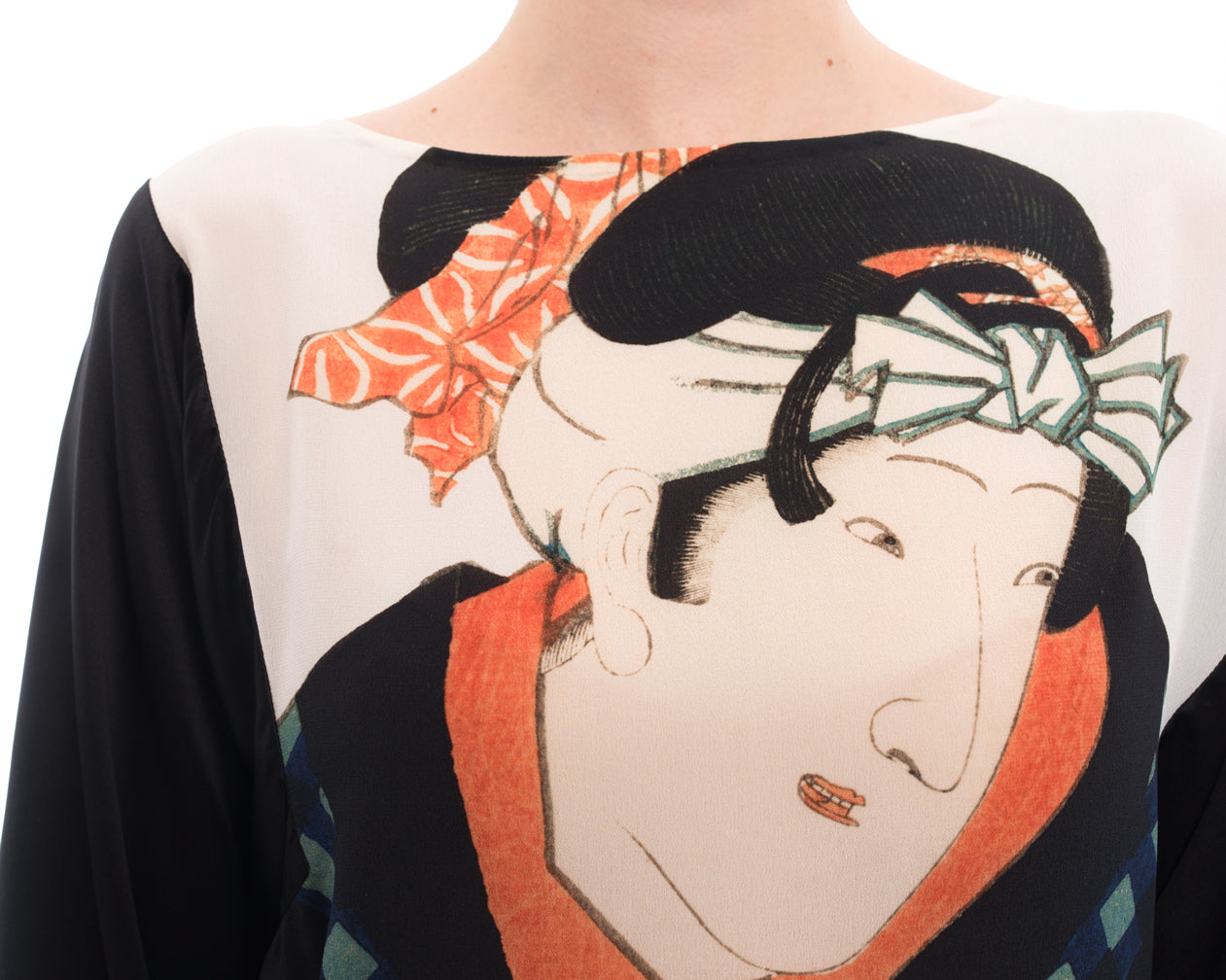 Dries Van Noten Silk Printed Japanese Dress with Sleeves - Elegant Satin Blouse for Women | Perfect for Cocktail Parties, Weddings & Special Occasions