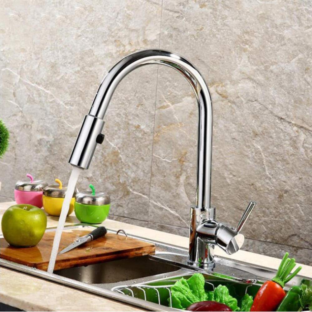 Black Pull-Out Brass Low Pressure Kitchen Faucet with Deck Mount Mixer Tap - Perfect for Modern Kitchens, RV Campers & Small Spaces