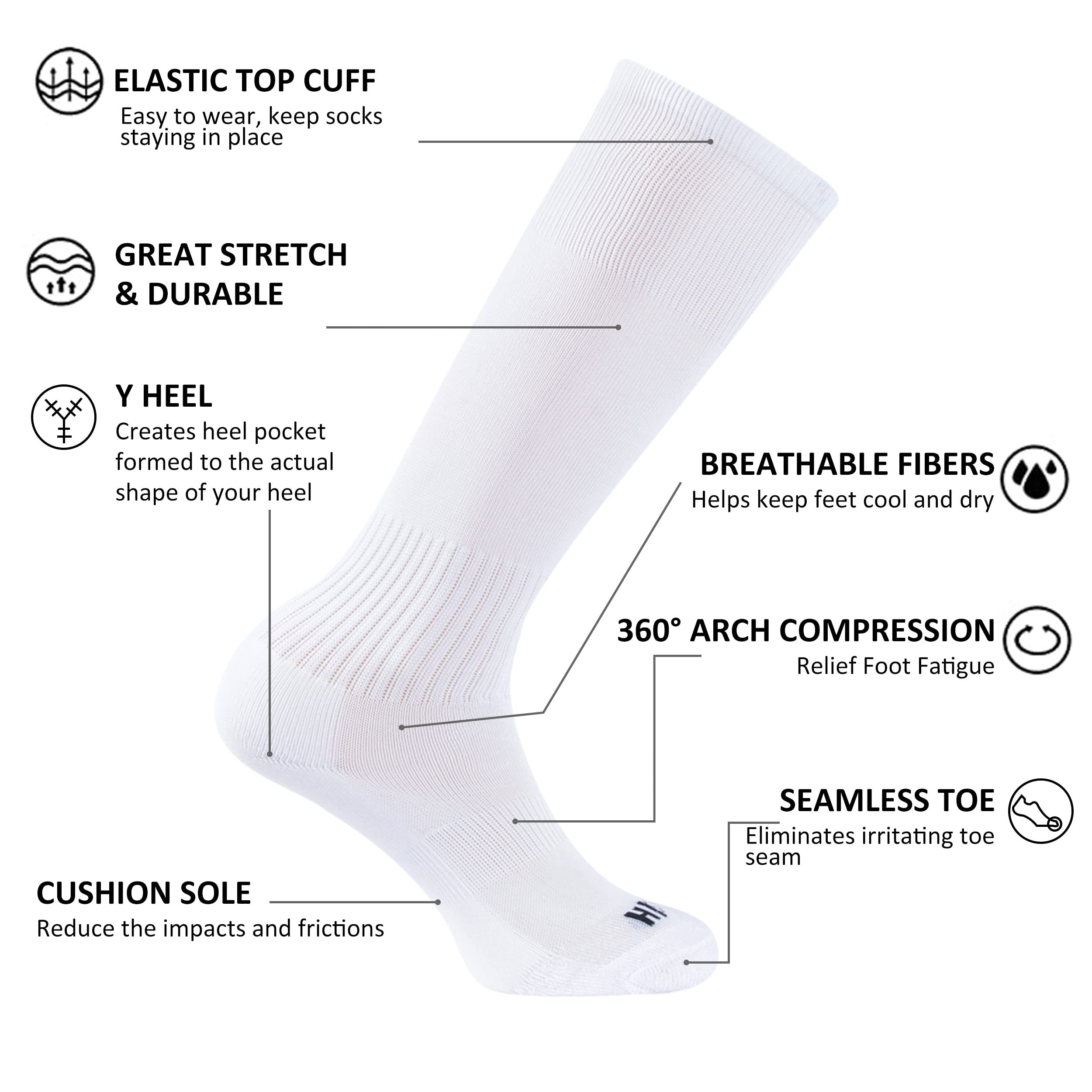 Best Unisex Youth Knee High Compression Socks for Soccer, Baseball, Softball, Football & Volleyball - Moisture Wicking Athletic Socks for Sports & Training