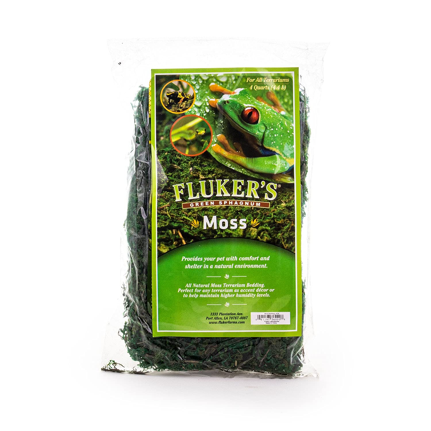 Fluker's Premium Green Reptile Terrarium Moss - 4 Quart Natural Sphagnum Moss for Reptiles, Amphibians & Terrariums - Ideal for Humidity Control & Habitat Decoration