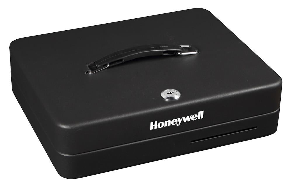 Honeywell 6113 Deluxe Steel Cash Box with Key Lock - Secure Money Storage for Small Business, Retail Store & Home Use