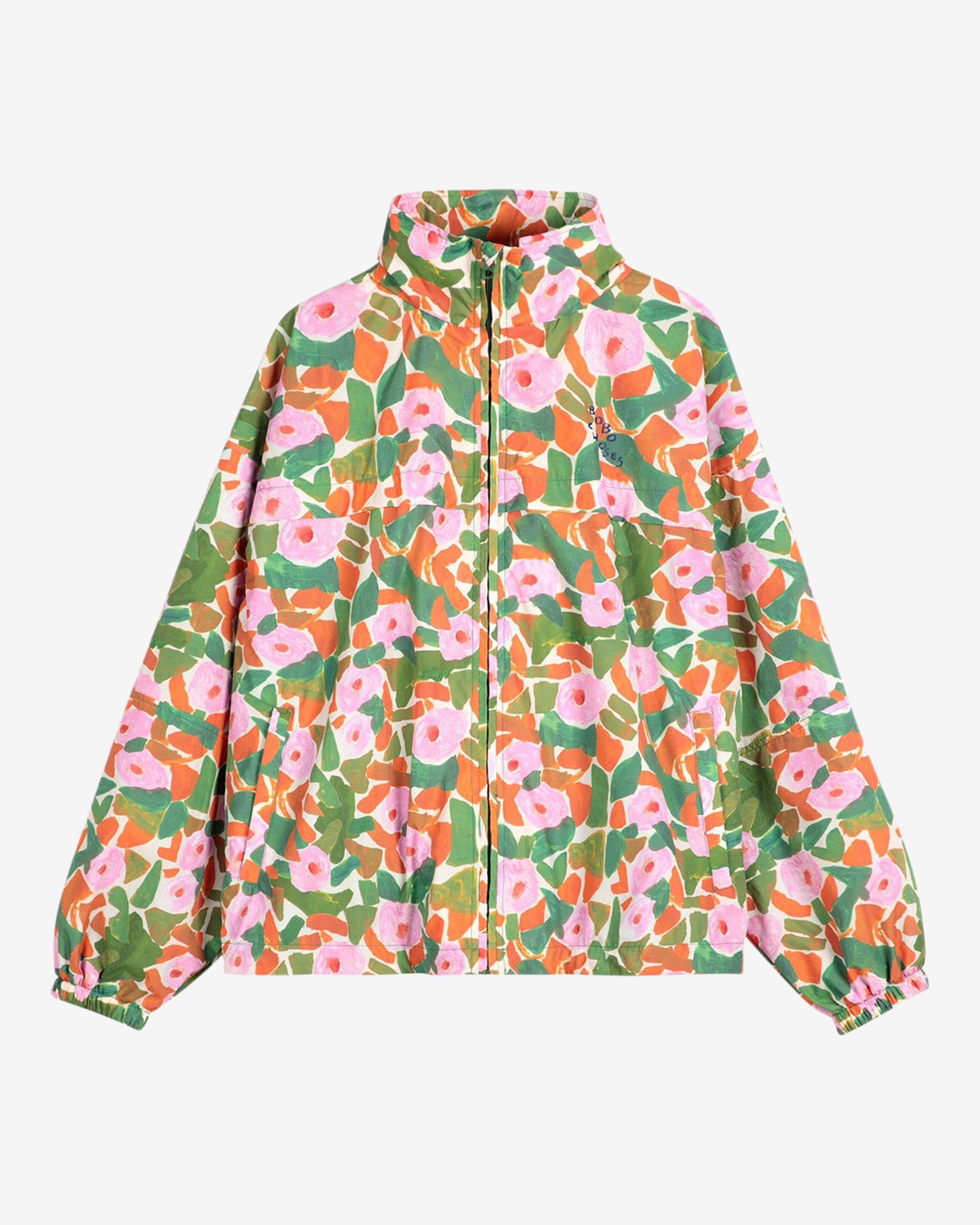 Bobo Choses Floral Print Windstopper Jacket for Kids - Lightweight Water-Resistant Outdoor Windbreaker for Spring & Fall - Perfect for Park Playdates, School Runs, and Family Adventures