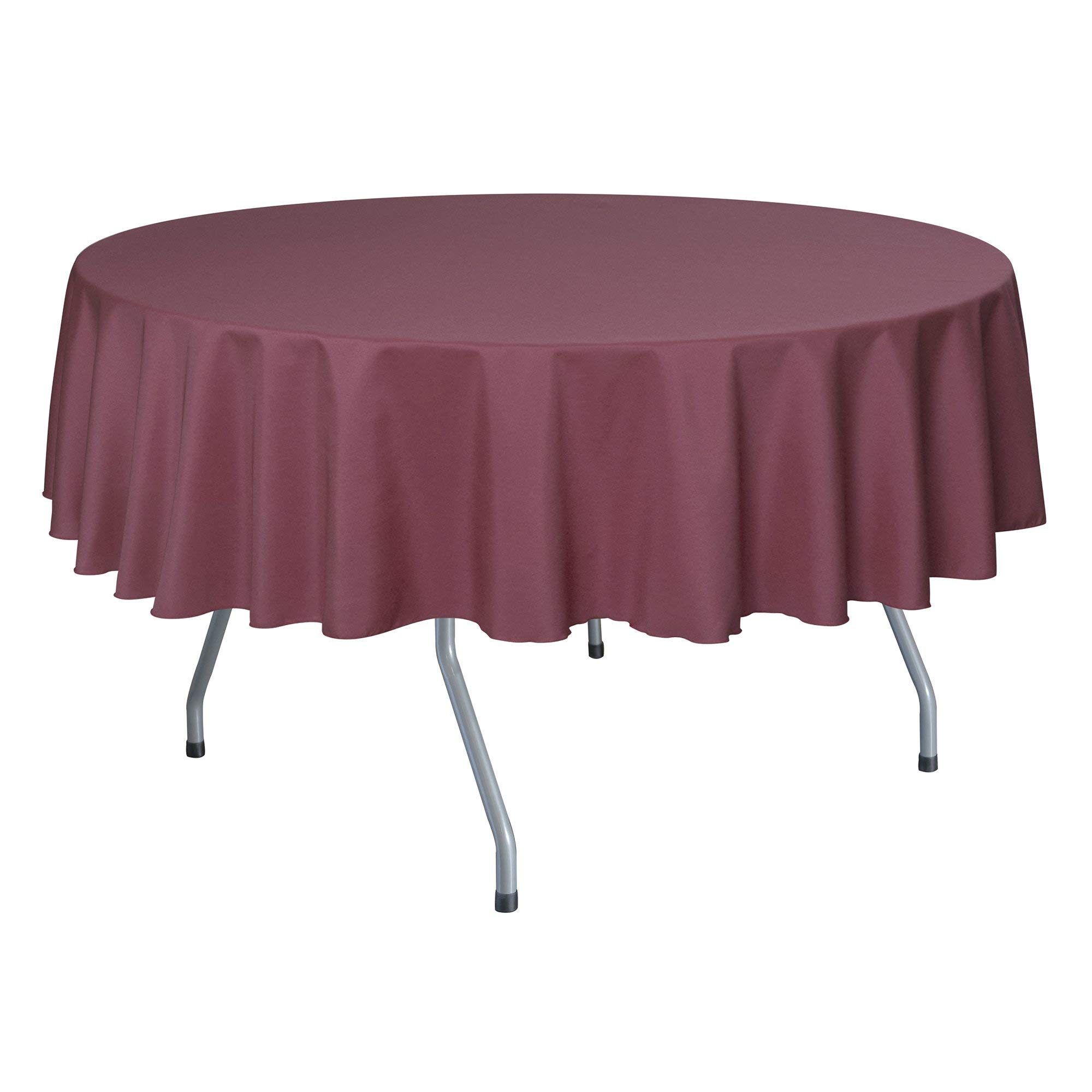 10 Pack 60-Inch Round Polyester Tablecloth - Wrinkle & Stain Resistant Mauve Linen-Like Table Cover for Dining, Parties, Weddings & Events - Fits Tables Under 60