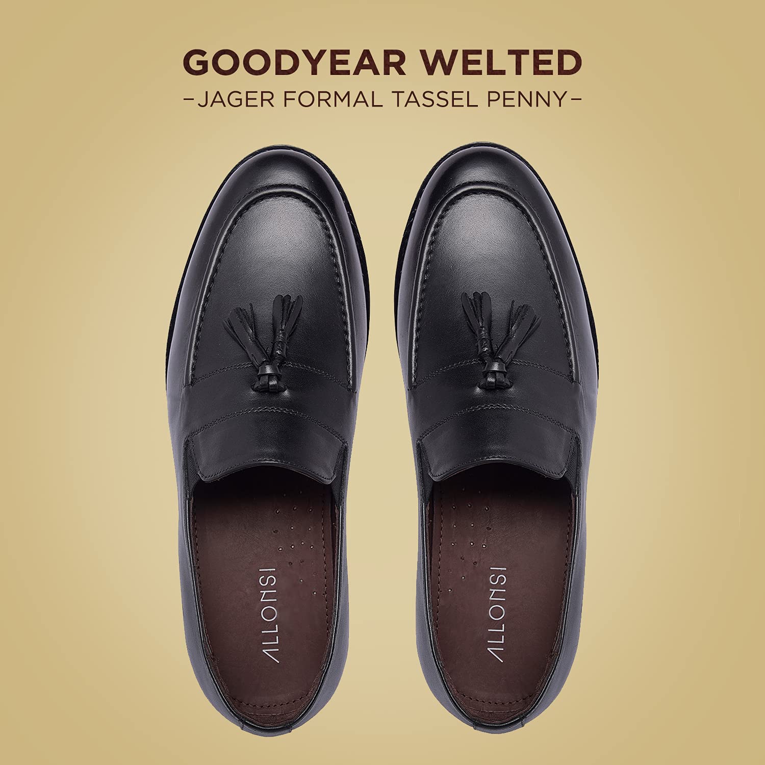 Genuine Leather Tassel Loafers for Men - Handcrafted Goodyear Welted Dress Shoes with Leather Sole | Comfortable Slip-On Luxury Loafers | Perfect for Business, Office & Formal Occasions