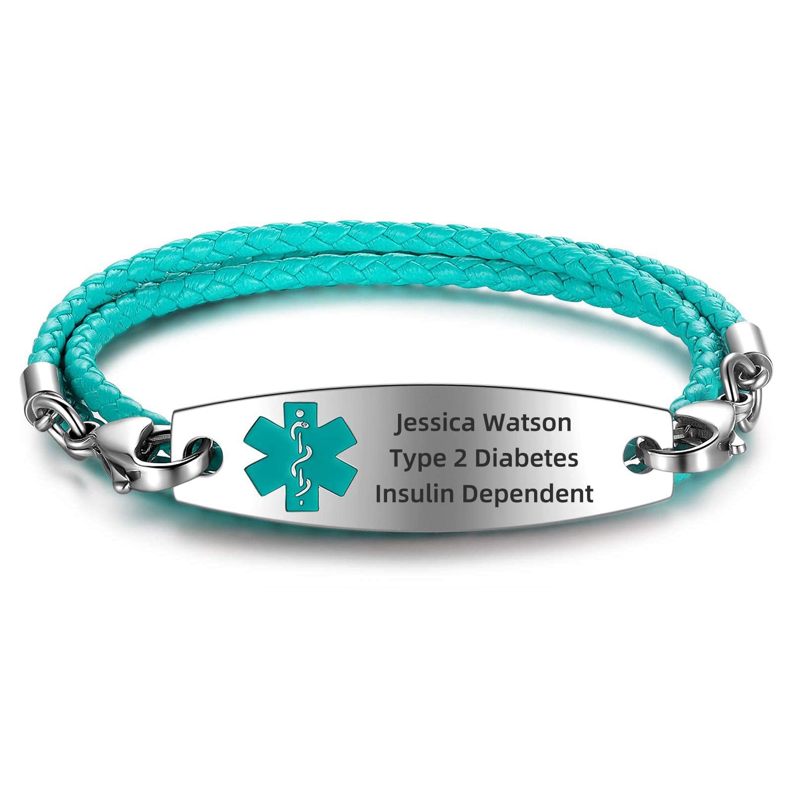 Personalized Medical Alert Bracelet for Women & Girls - Free Engraving, 3-Layer Stainless Steel Chain, Custom Medical ID Bracelet (5.5-8.5 Inch Adjustable) - Perfect for Allergies, Diabetes & Emergency Health Conditions