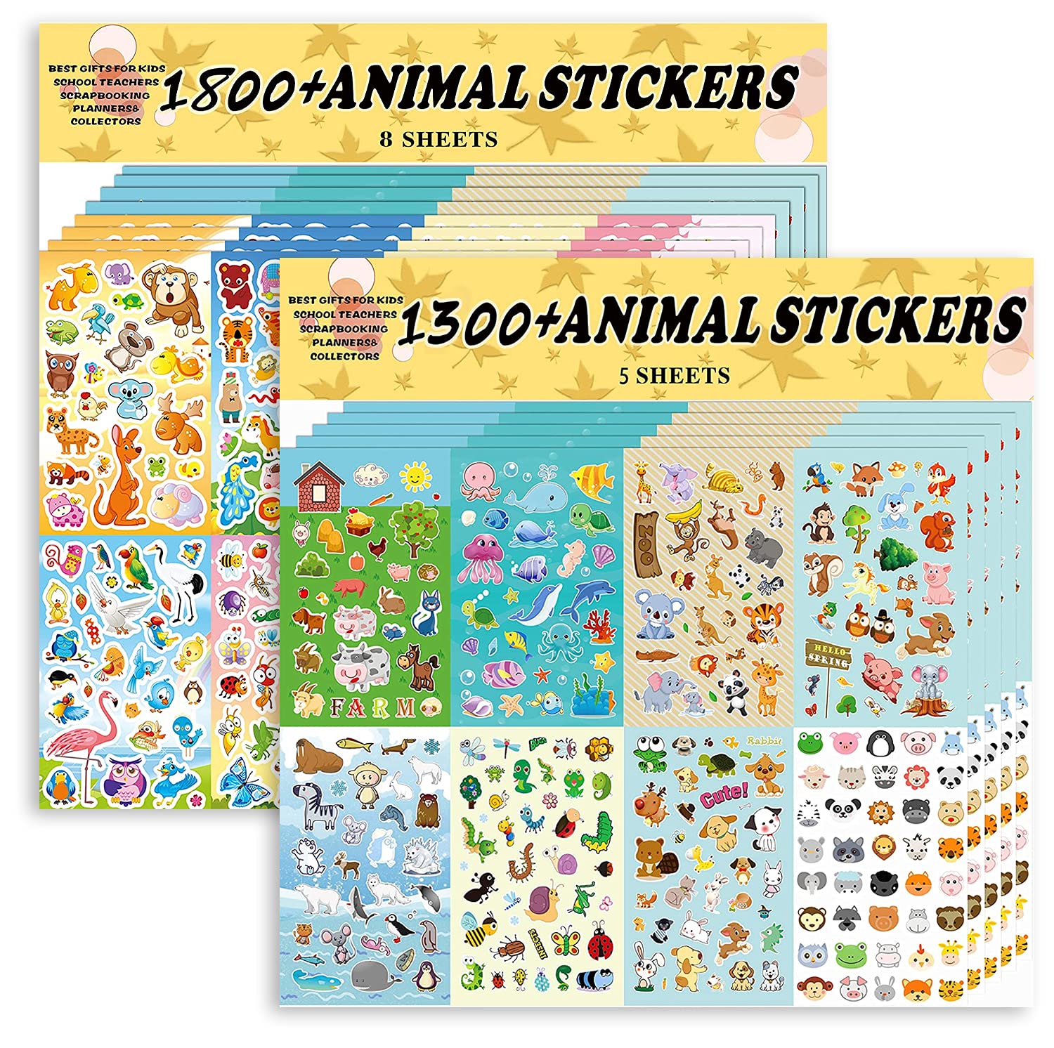 Kids Stickers - 2 Packs of 3100+ Cute Animal & Puffy Stickers for Scrapbooking, DIY Crafts, School Projects & Reward Incentives