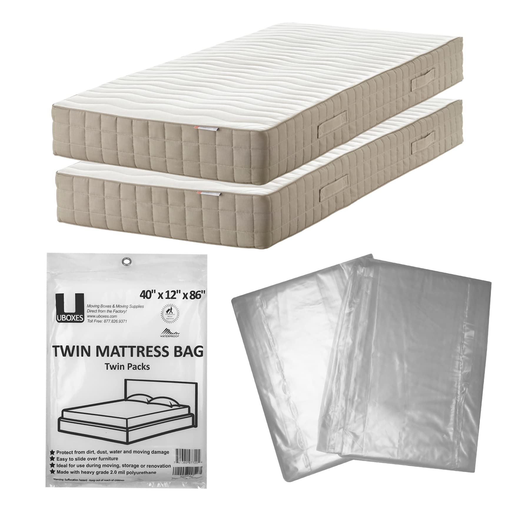 Waterproof Mattress and Furniture Covers for Moving & Storage - Twin Size (2 Pack) | Dustproof, Anti-Slip Protective Covers | Perfect for Home Relocation, Long-Term Storage & Guest Bed Protection