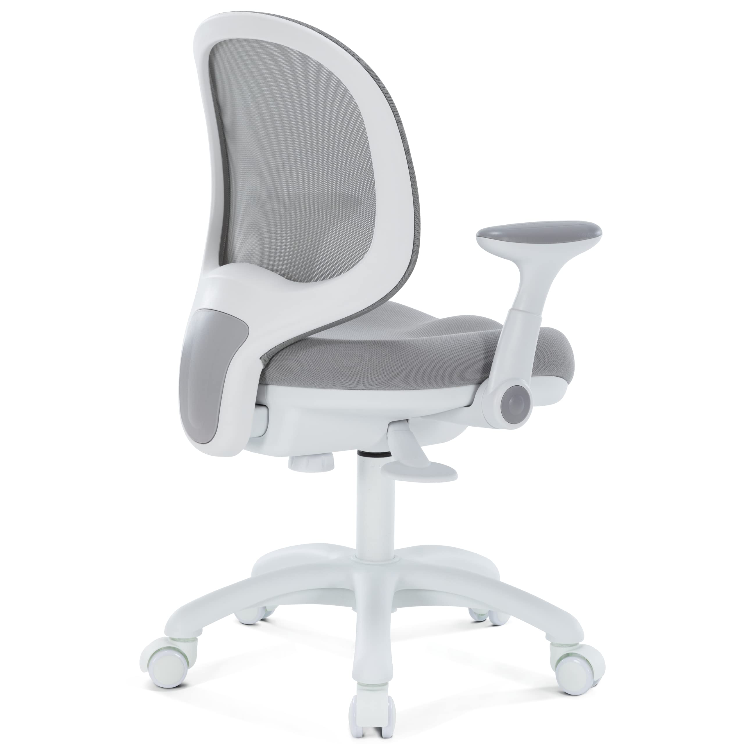 Ergonomic Adjustable Kids Desk Chair for Boys & Girls - Study & Computer Chair with Height & Seat Depth Adjustment - Grey with Armrests - Perfect for Home Office & Online Learning