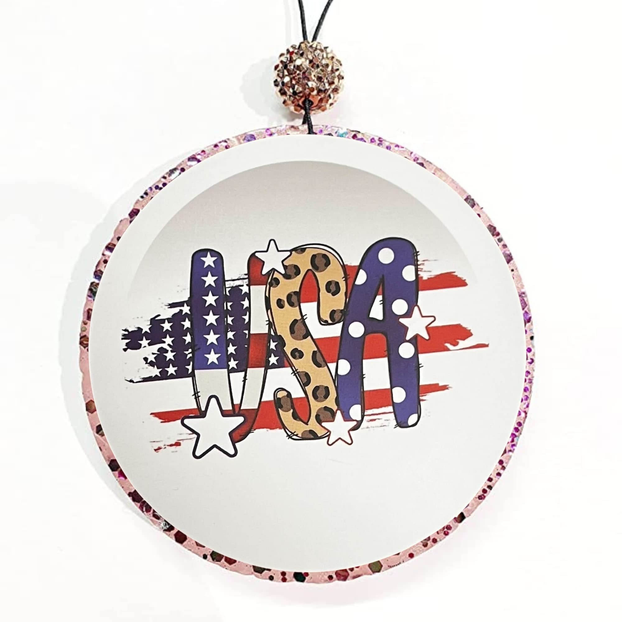 Freshie American Cardstock Cutouts Rounds 2.5” - 12 Pack Random Mix for Scented Aroma Beads & Car Freshener DIY | Red, White & Blue Patriotic Theme | Perfect for 4th of July, Independence Day & Americana Decor | Use for Home, Office, Car & Party Decorations