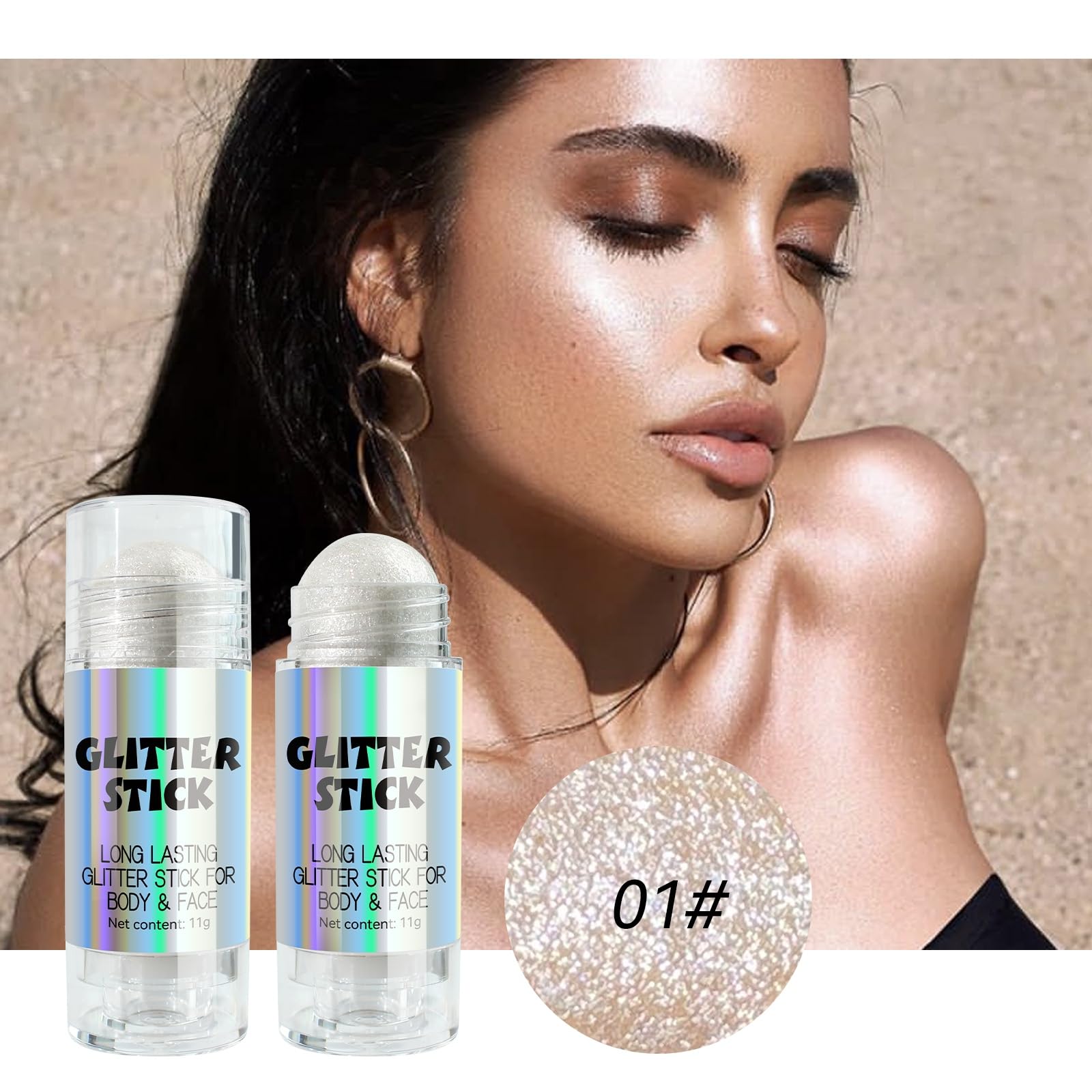 Holographic Body Glitter Gel - Shimmering Liquid Glitter for Face, Hair & Body Makeup - Perfect for Festivals, Parties, Cosplay & Night Out Glam