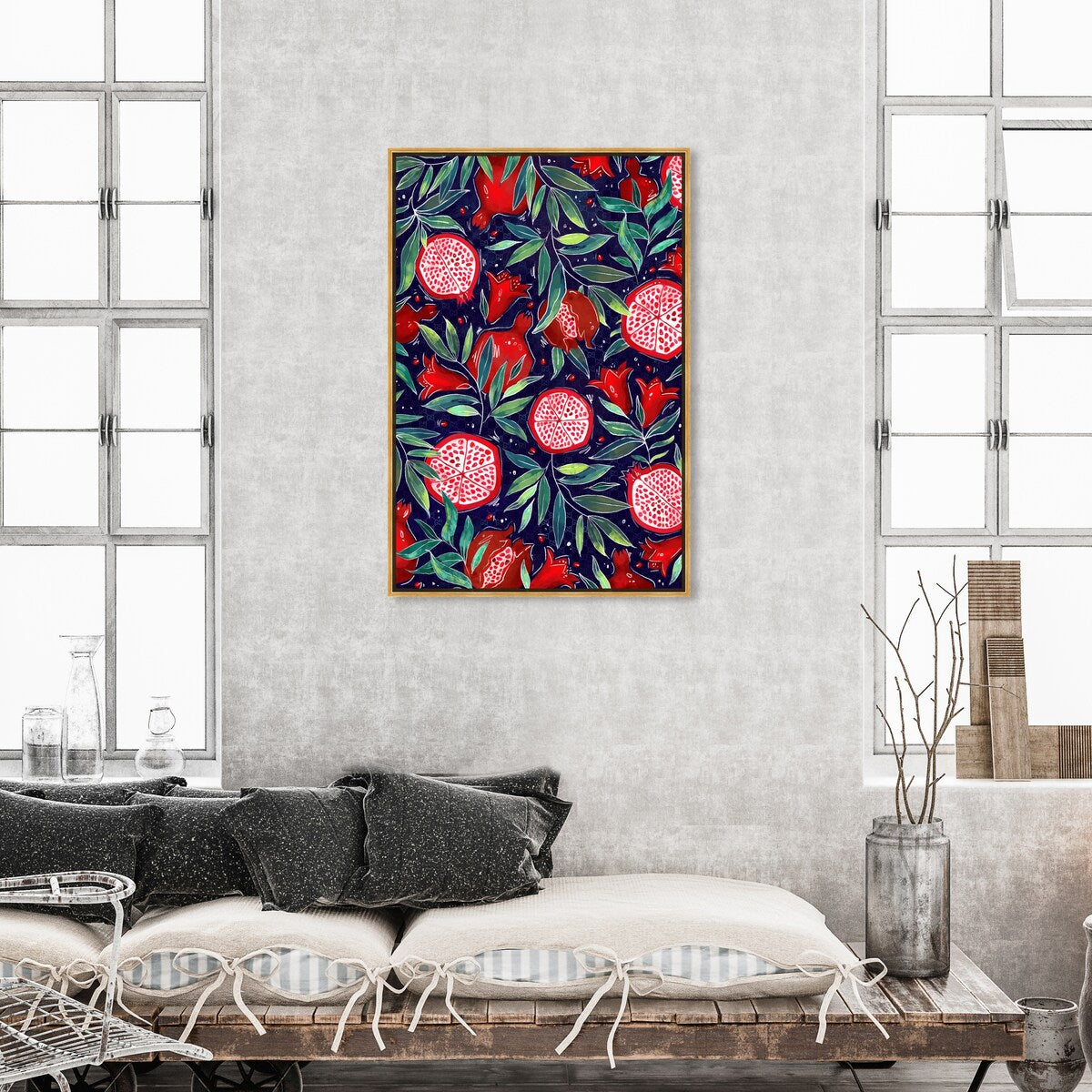 Blooming Tropical Flowers Framed Canvas Wall Art - White Cabin & Lodge Decor for Kitchen, Living Room, Bedroom - Perfect for Home, Office & Gift Giving