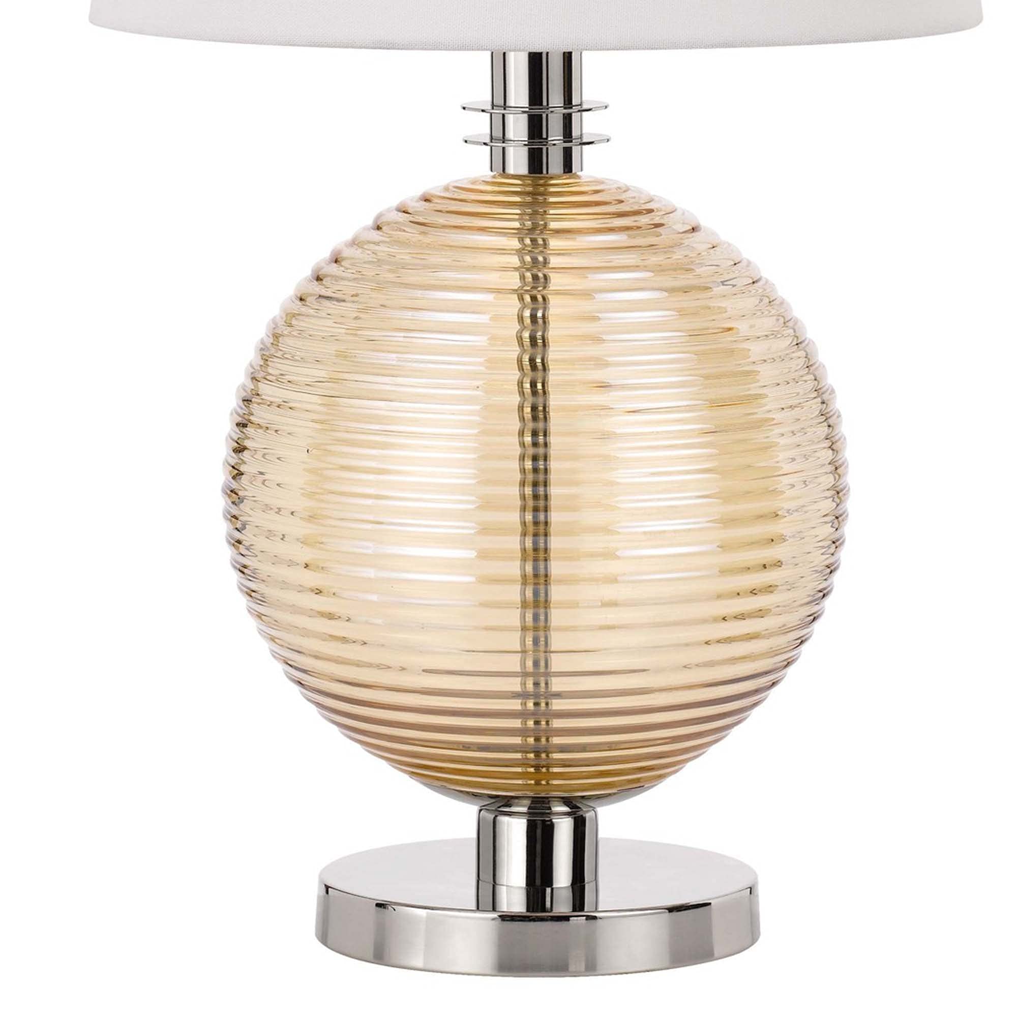 Benjara White and Chrome Table Lamp with Textured Glass Ball Accent - Modern Home Office & Bedroom Lighting Decor