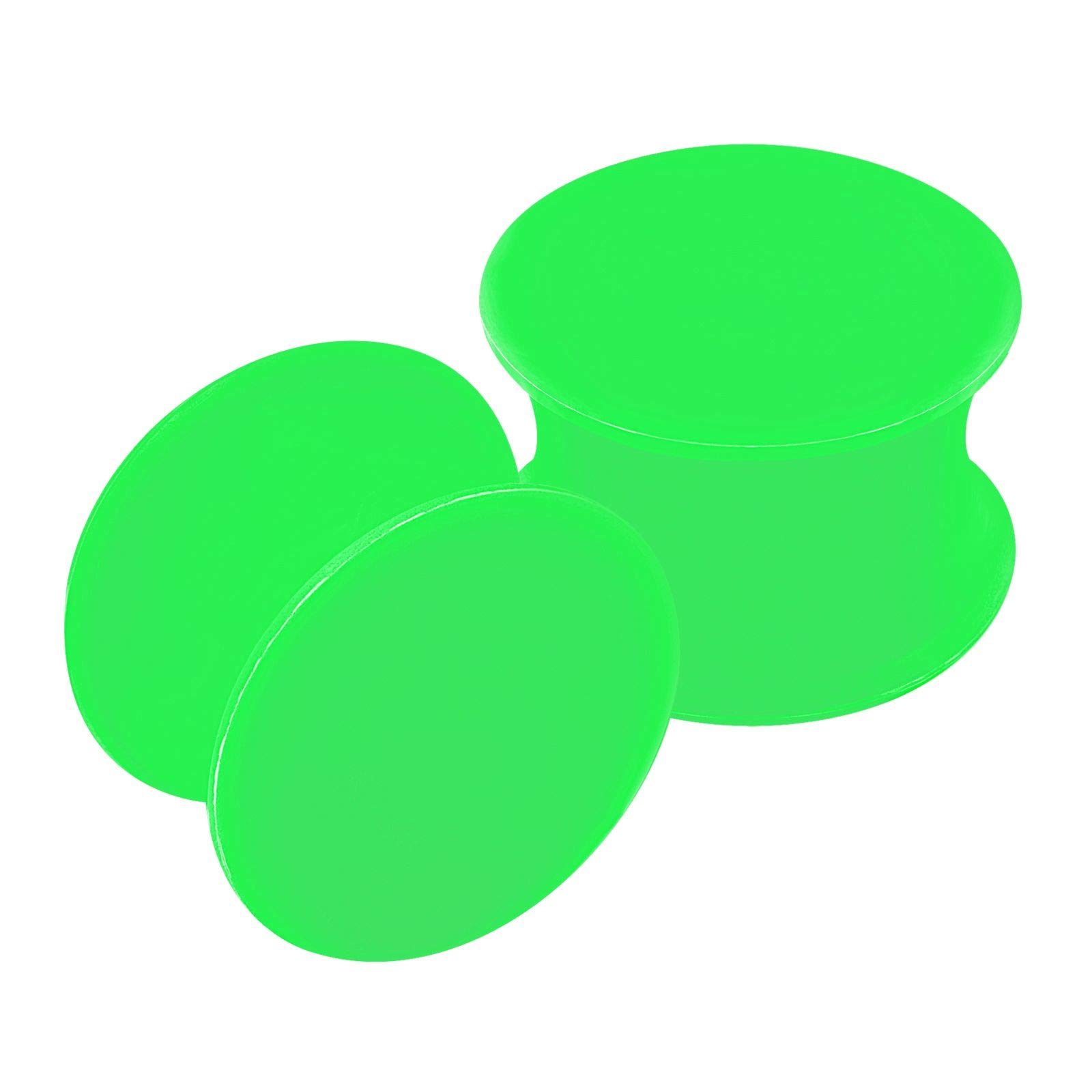2PCS Silicone Green Double Flared Saddle Ear Gauges - Stretcher Plugs for Ear Lobe Piercing Jewelry (Multiple Sizes) - Perfect for Daily Wear & Stretching Ear Tunnels