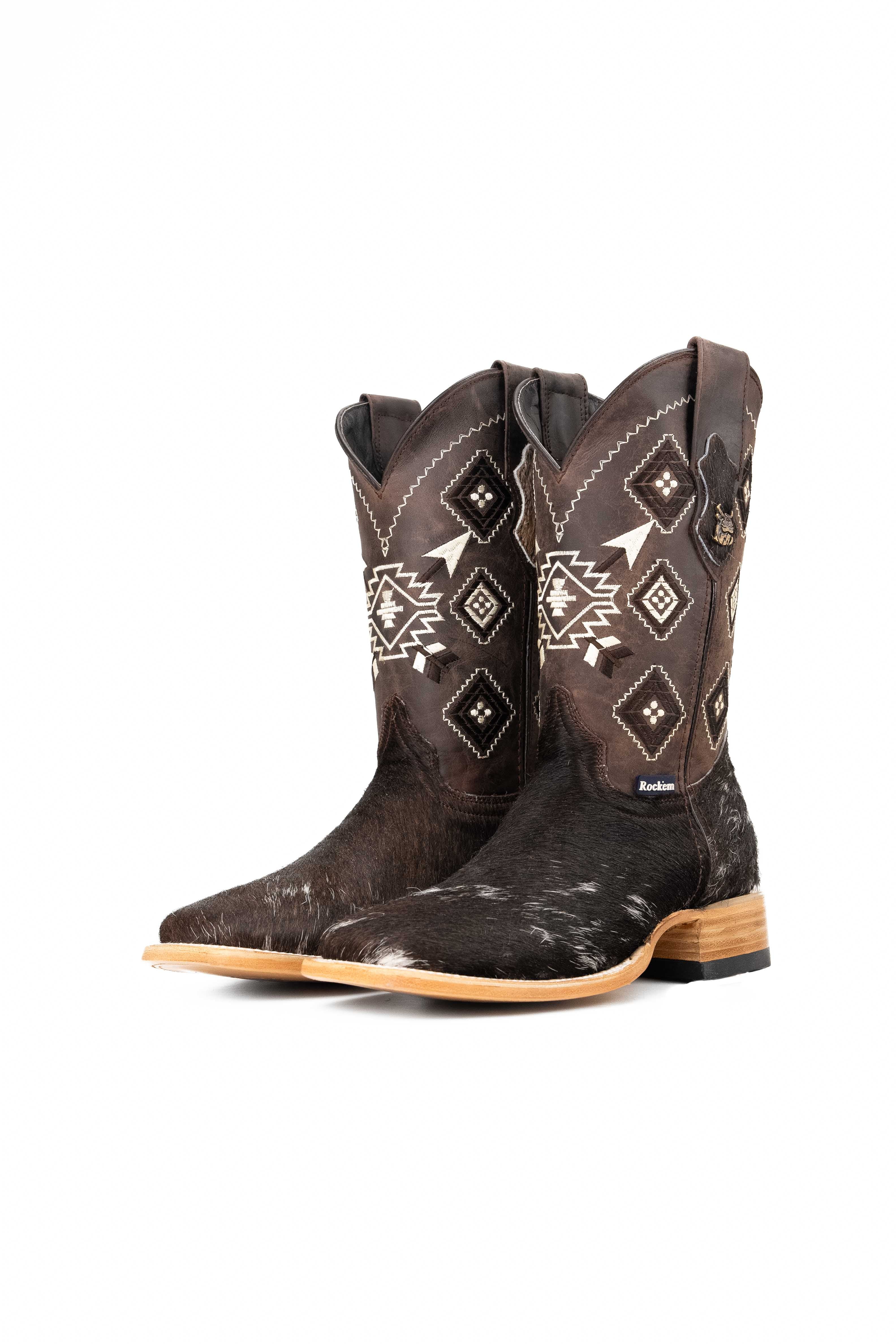 Authentic Men's Cowhide Square Toe Cowboy Boots - Size 7 (US) - Durable Western Style - Perfect for Rodeo, Country Dancing & Outdoor Adventures