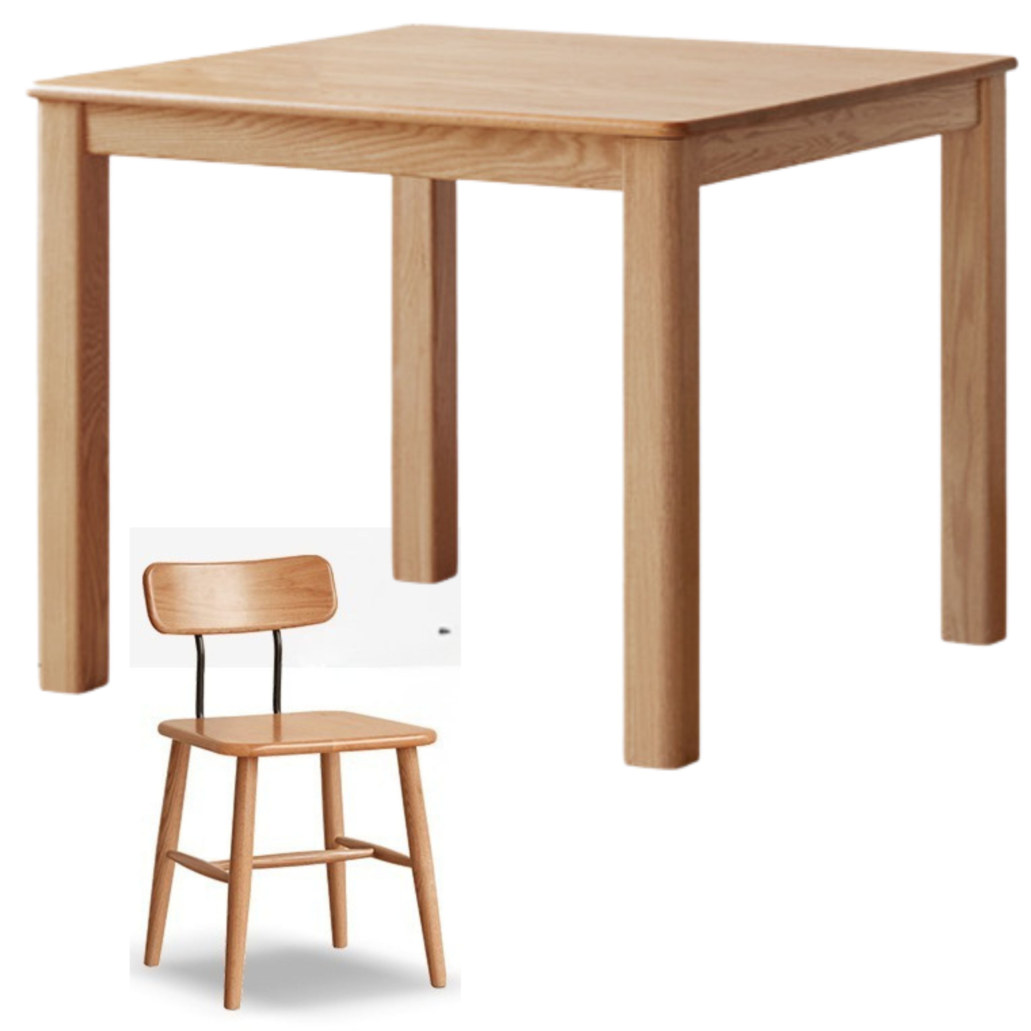 39.3x39.3x29.9 inch / 100x100x76 cm /Natural Wood Color /Square table + 4 chairs