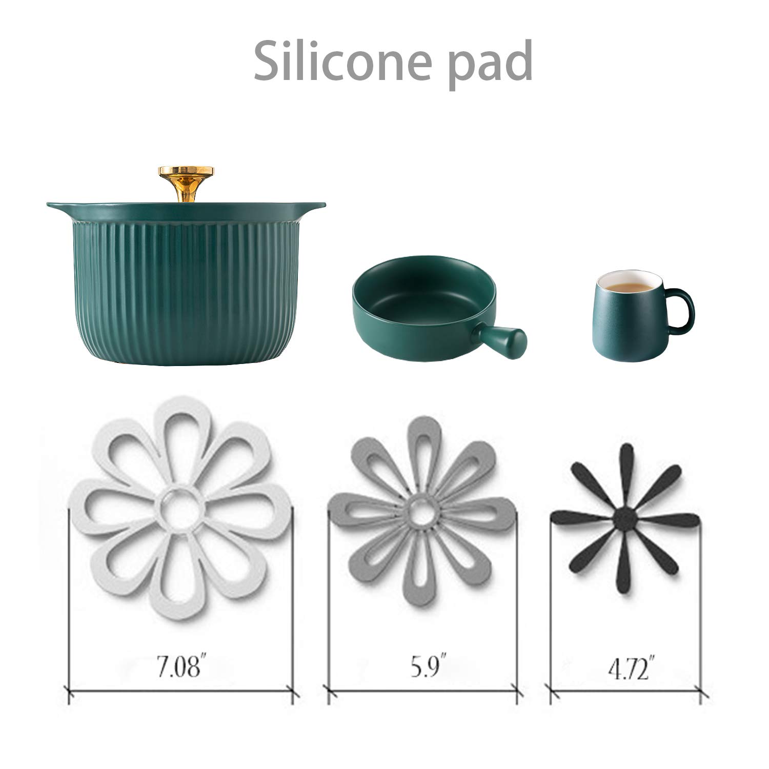 Heat-Resistant Silicone Potholders & Trivets Set - 3-in-1 Kitchen Mat for Cooking, Baking & Dish Drying - Withstands 440°F - Non-Slip Hot Pad for Stovetop & Countertop Protection (Pink) - Perfect for Home Kitchen, BBQ & Camping Use