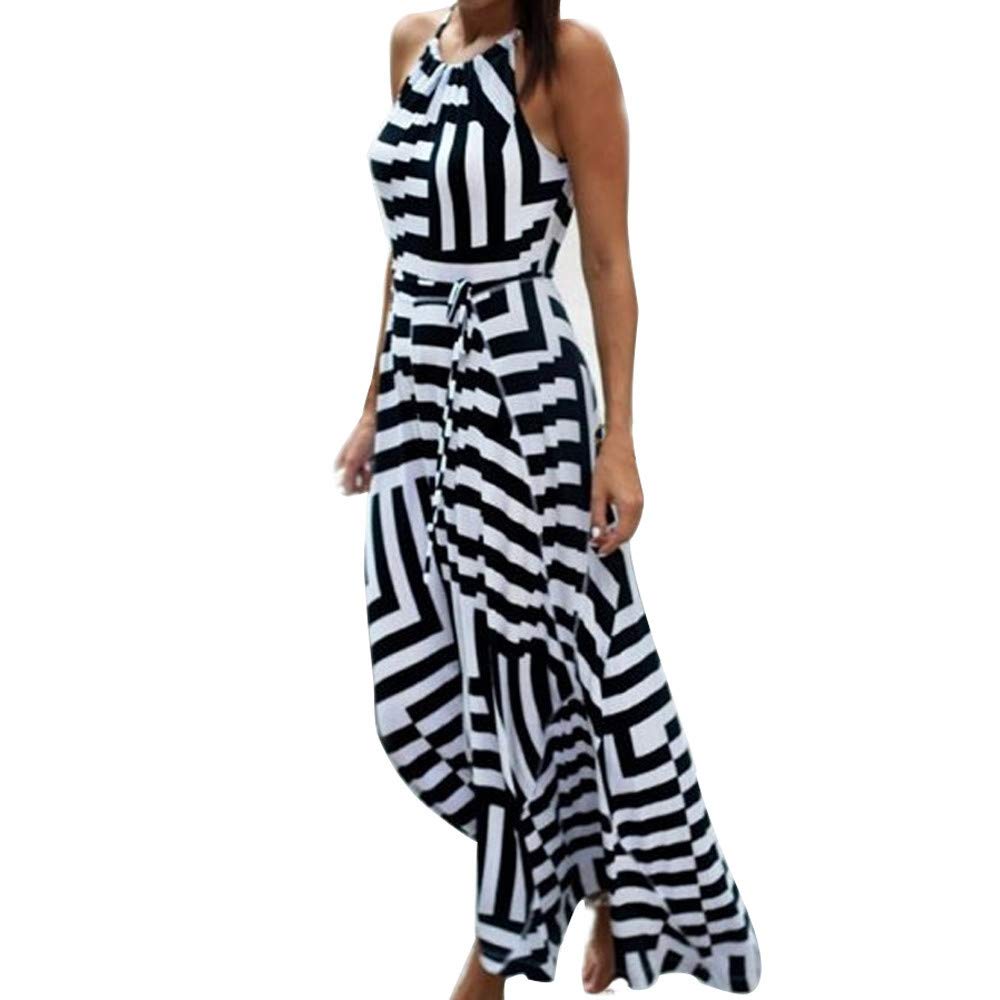 FQZWONG Women's Sexy Halter Neck Sleeveless Summer Dress - High Waist Swing Flowy Beach Dress for Vacation, Party & Date Night