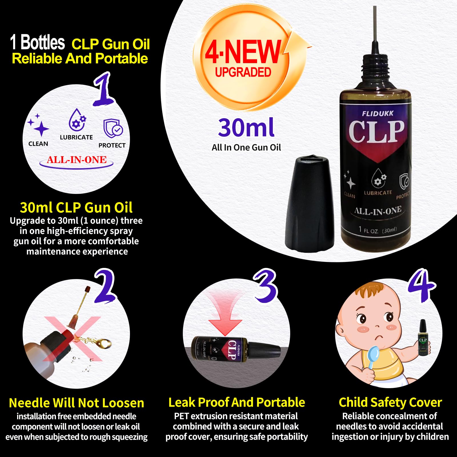 Premium Cotton Gun Cleaning Patches & Lint-Free Cloth - Universal Firearm Cleaning Kit with 1000/2000 Patches & 1/2/4 Bottles 30ml CLP Oil - Ideal for Rifle, Pistol & Shotgun Maintenance at Home or Range