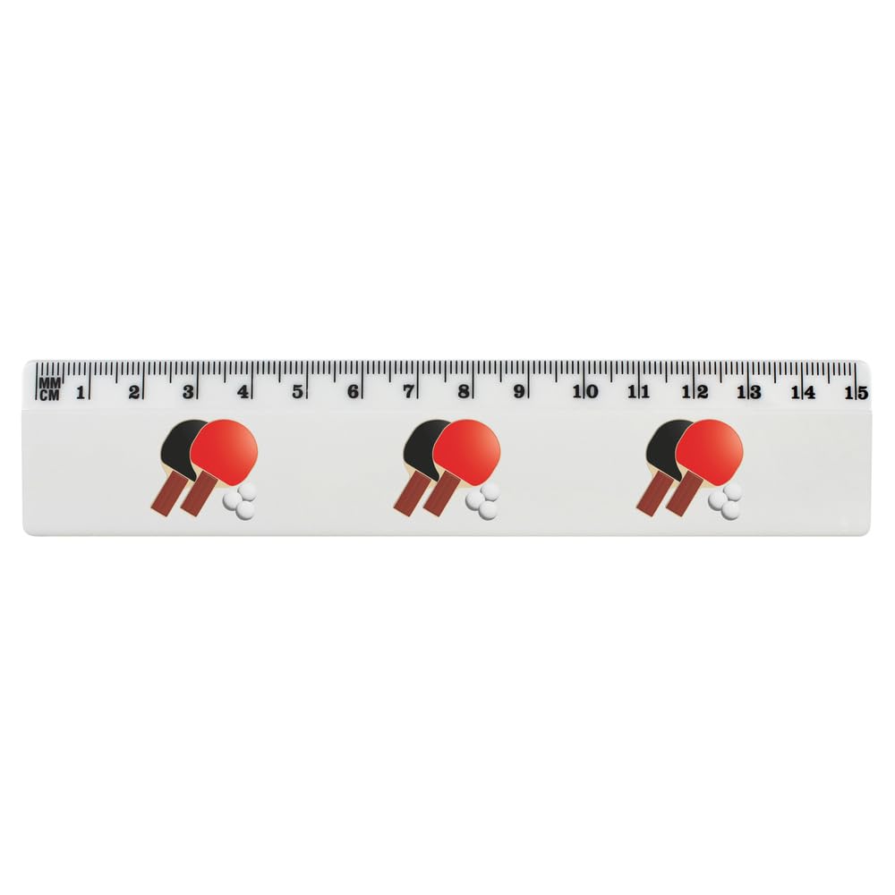 Azeeda Ping Pong Paddles Set with Balls and 6 Inch White Plastic Ruler - Premium Table Tennis Equipment for Indoor/Outdoor Games, School Supplies, Office Use (RL00070855)